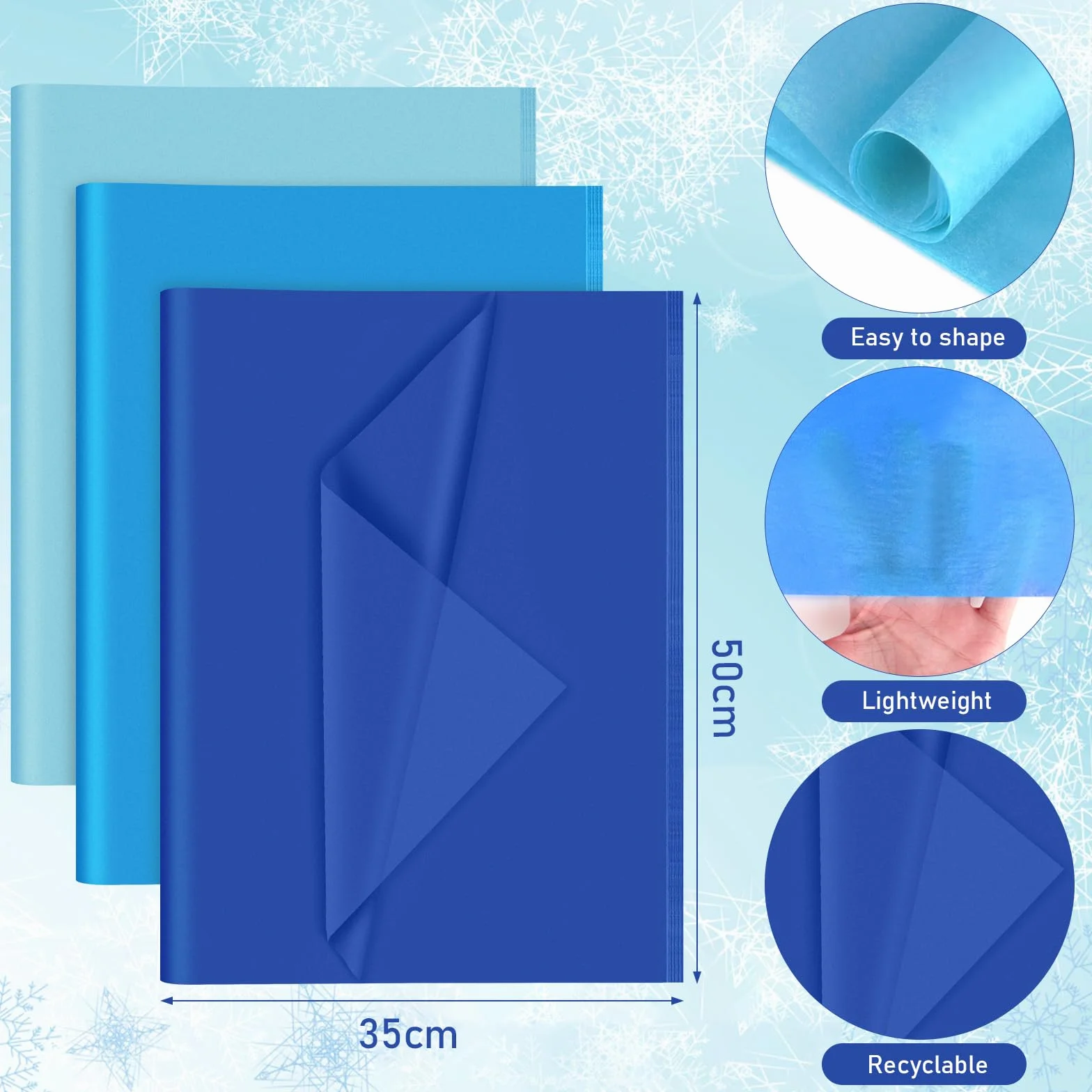 PLULON 60 fogli Sirena Festa di compleanno Carta velina blu, Carta da regalo per confezioni regalo fai da te Compleanno Pasqua Matrimonio Vacanze Carta fiore （Blu）