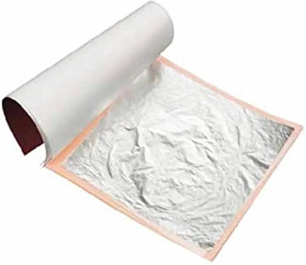 Foglia D'argento Puro Commestibile Al 100% Commestibile, 60mm x 60mm, Confezione da 10