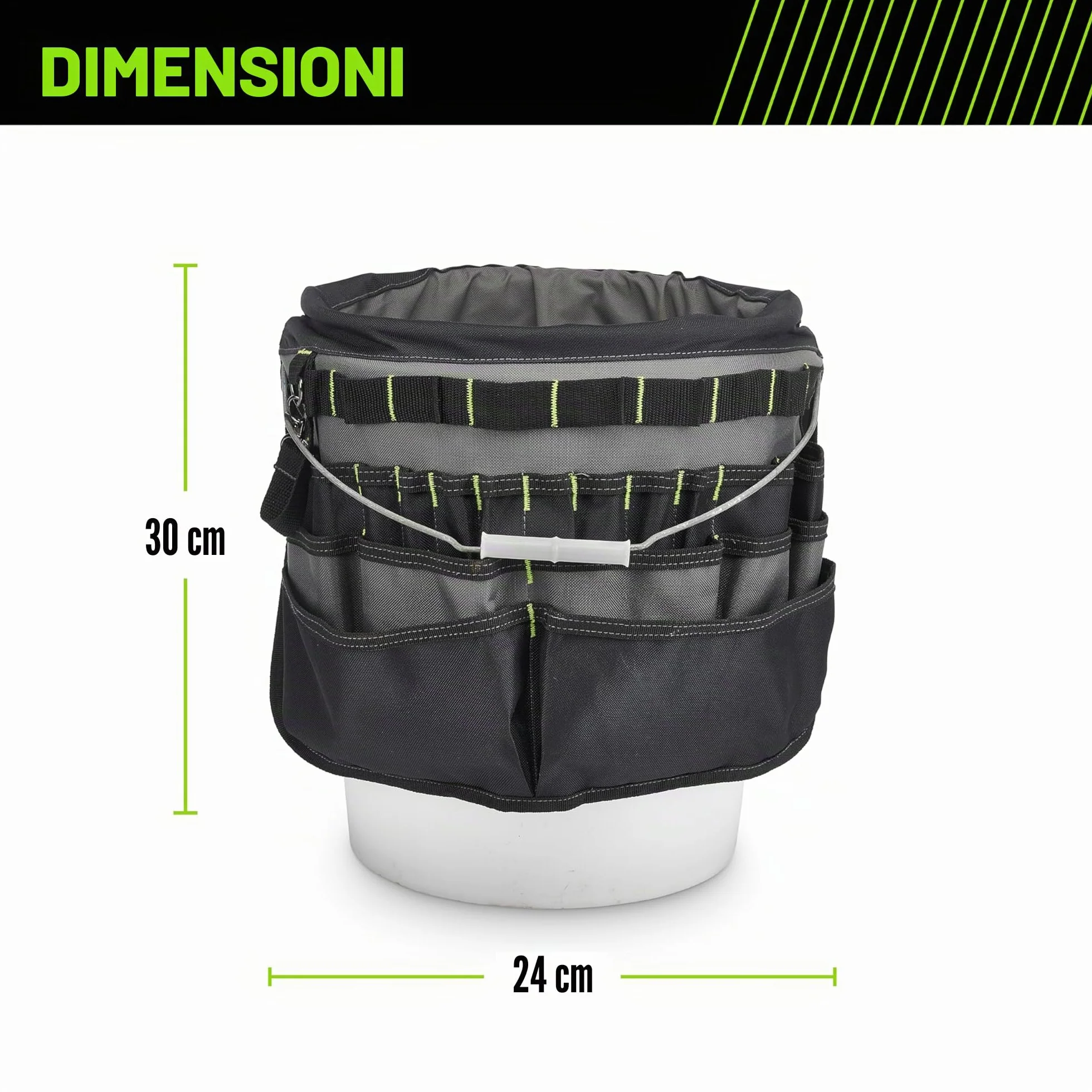 AWP 51-Pocket Bucket Tool Organizer, Water-Resistant, Fits 5-Gallon Buckets