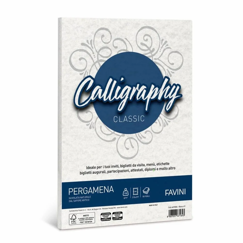 Favini Pergamena Calligraphy A4 (210297 mm) Bianco carta inkjet
