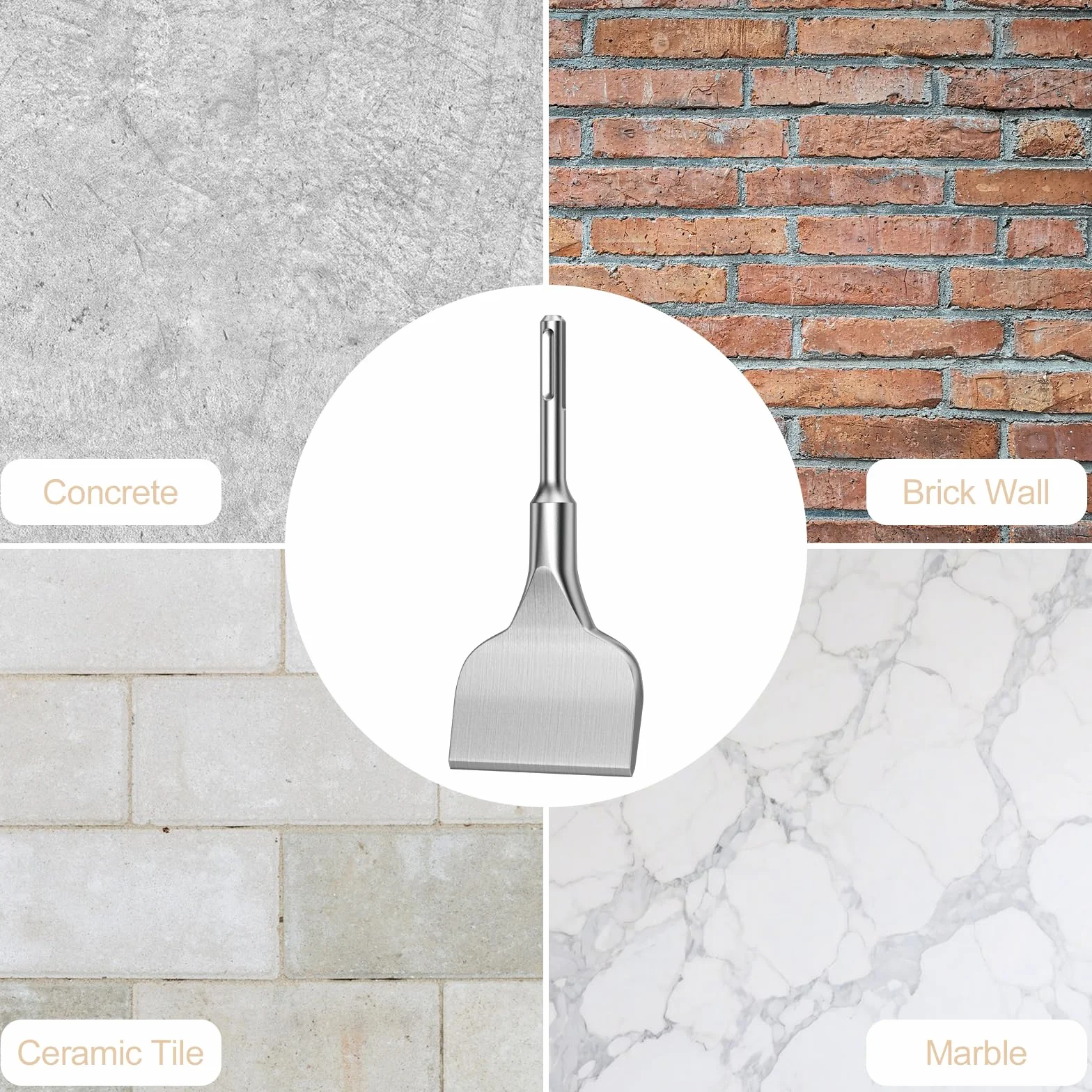 Scalpello SDS Plus, 160 x 75mm Scalpello per Piastrelle, Scalpello a Spatola, Scalpello Angolato Piegato, con Angolo di Lavoro di 15°, per Piastrelle, Ceramica, Granito