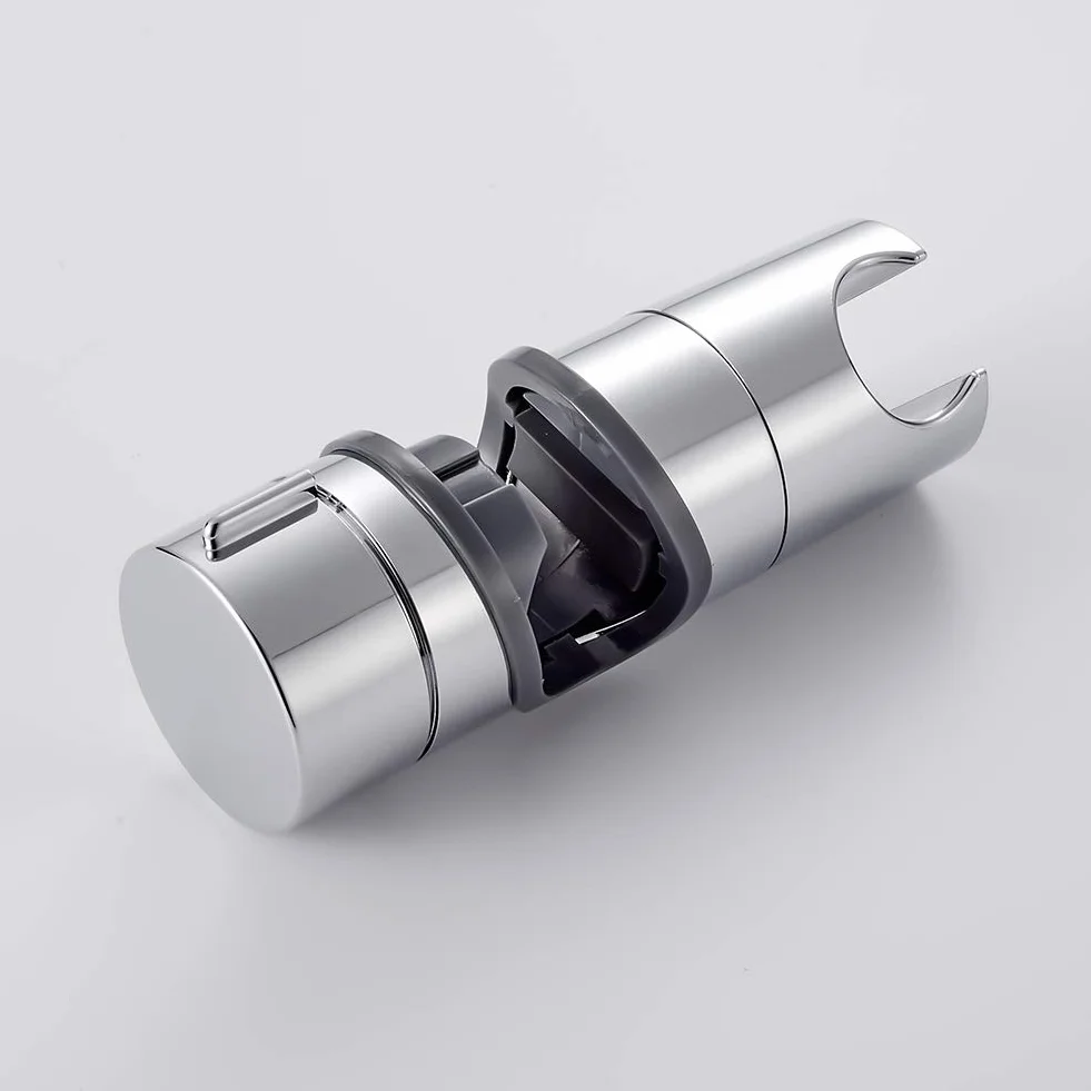 Ibergrif M20404 Supporto Soffione Doccia per Barra per Saliscendi, Regolabile Ricambio Porta per Doccetta, 18-25 mm, ABS, Cromo, Argento