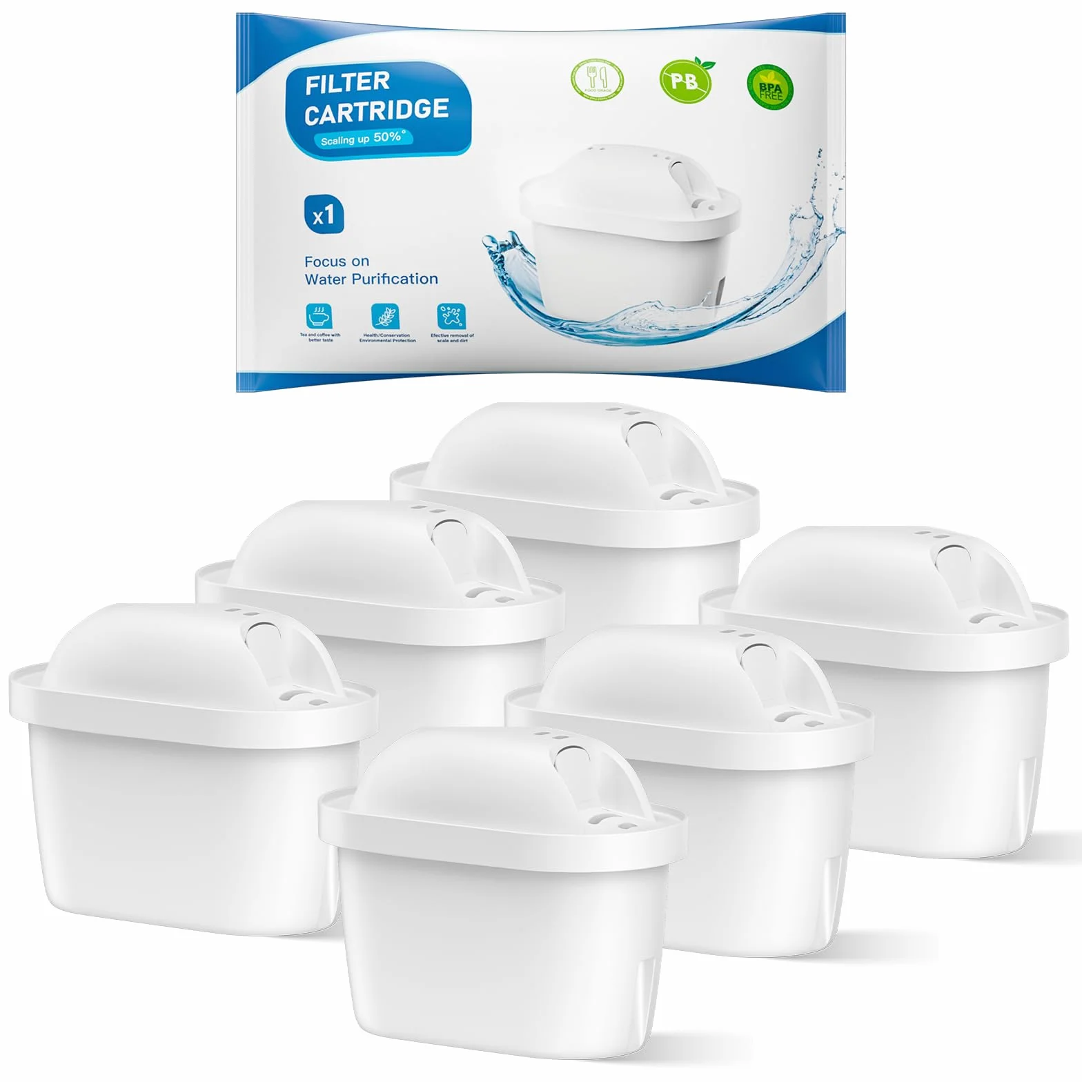 Cartucce Filtro Dell'acqua Compatibili Con Brita Maxtra Pro All-in-1, Maxtra+ Plus, 6 Pezzi