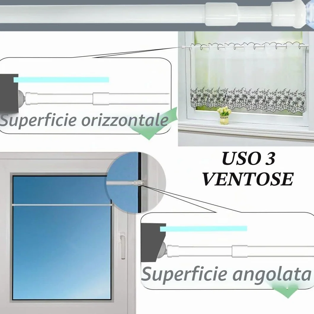 Aste per tende a pressione estendibili Bianco 30-45cm 2 unità