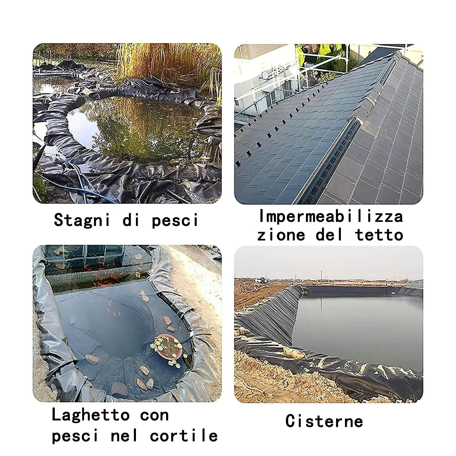 Telo per stagno da giardino 8x10m,telo pvc laghetto,Rivestimento per Laghetto in HDPE Resistente,Fodera Laghetto Flessibile per Piscina Giardino per Laghetti,Fontane,Giardini Acquatici e Cascate