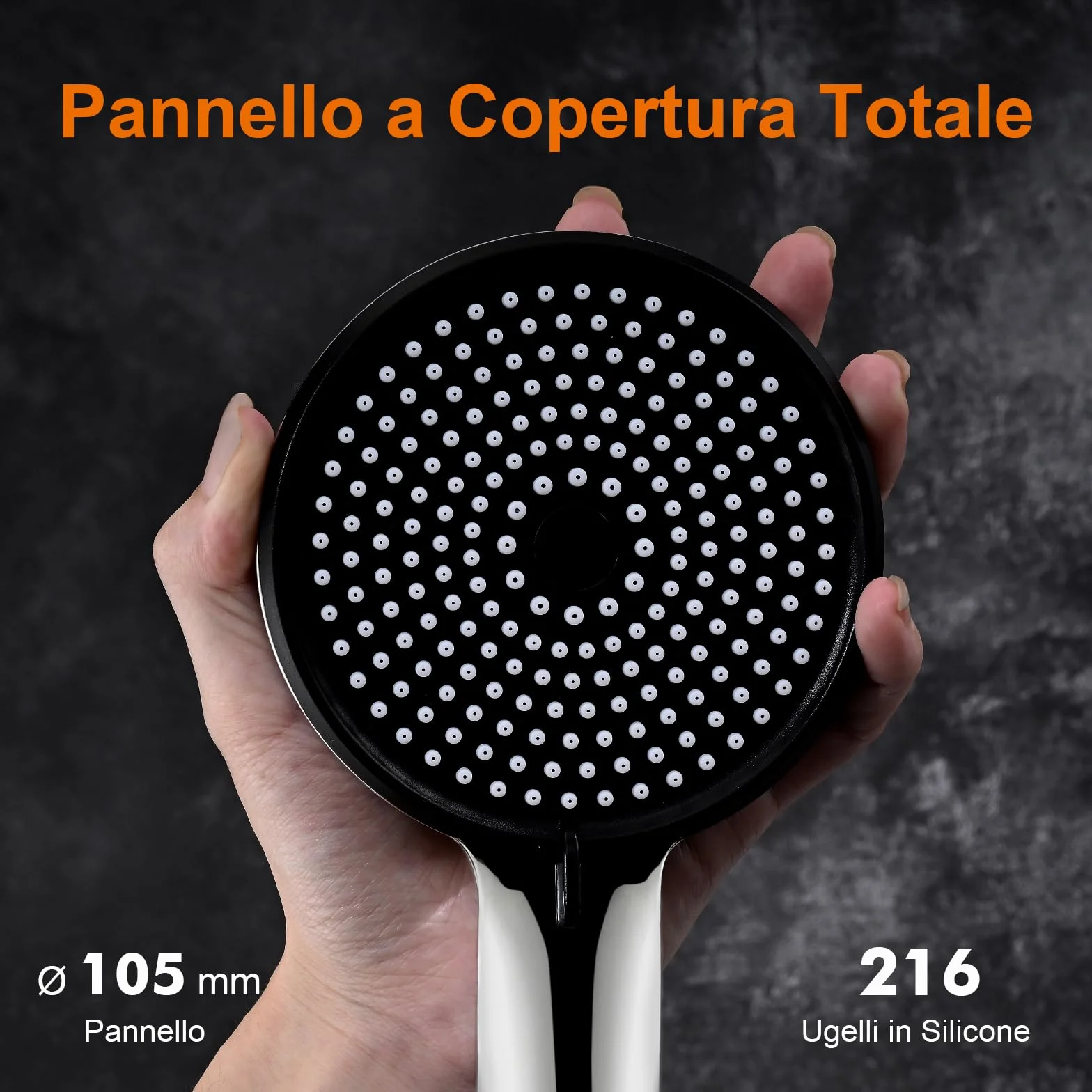 GRIFEMA Soffione Doccia Alta Pressione – 3 Modalità di Spruzzo, 216 Ugelli in Silicone Anticalcare, Design Leggero, Finitura Cromata, Universale e Facile da Installare, G807
