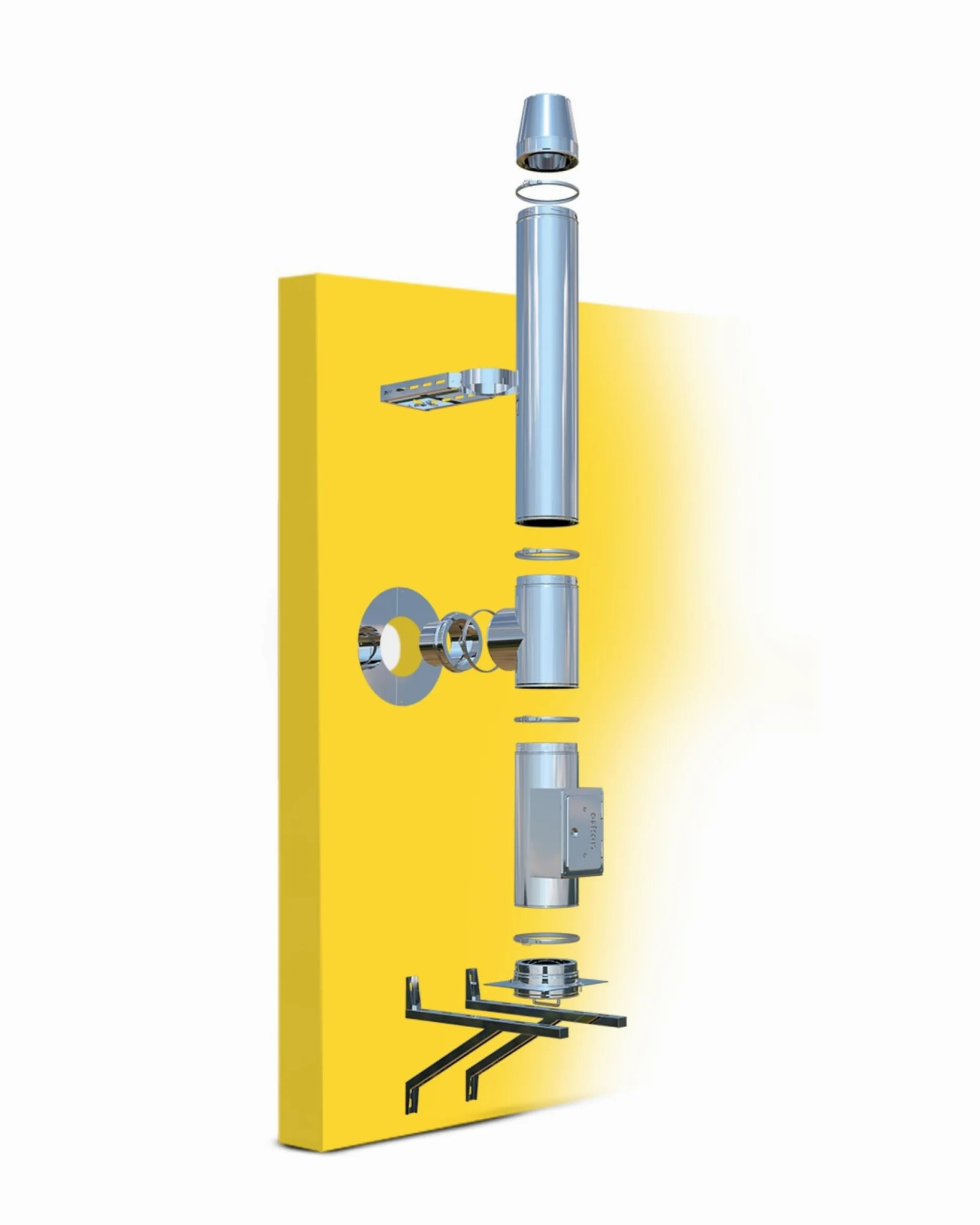 Canna fumaria in acciaio inox OskarØ 130mm lunghezza kit 4,2m - isolamento 25 mm - doppia parete TÜV - distanza parete 60-100mm, Facile installazione, Lunga durata