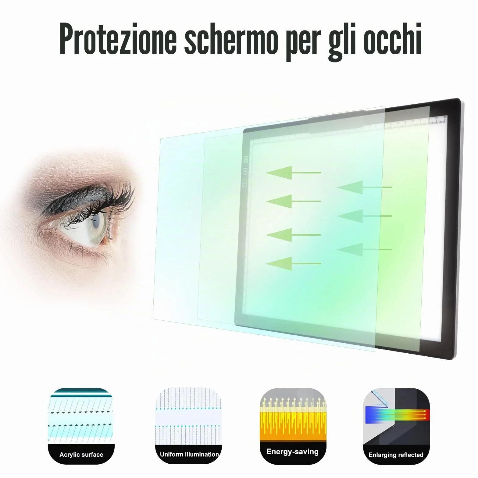 Tavolino luminoso A4, senza fili, funzionamento a batteria, lightpad, 6 livelli di luminosità, lavagna luminosa ricaricabile per diamond painting, schizzi, pittura, animazione, diserbo in vinile