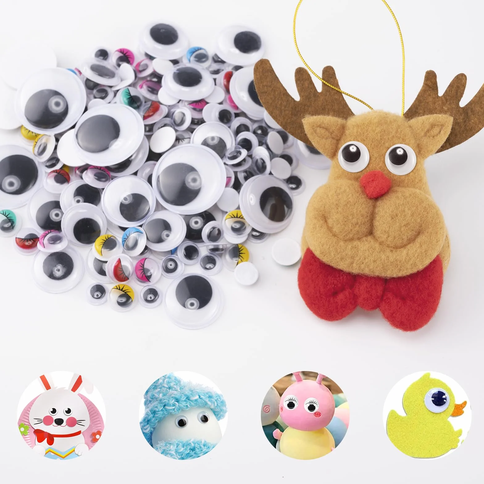 Carehabi 1200 Pezzi Occhi Mobili Adesivi Giocattolo Autoadesivi per Fai da Te Scrapbooking Accessori
