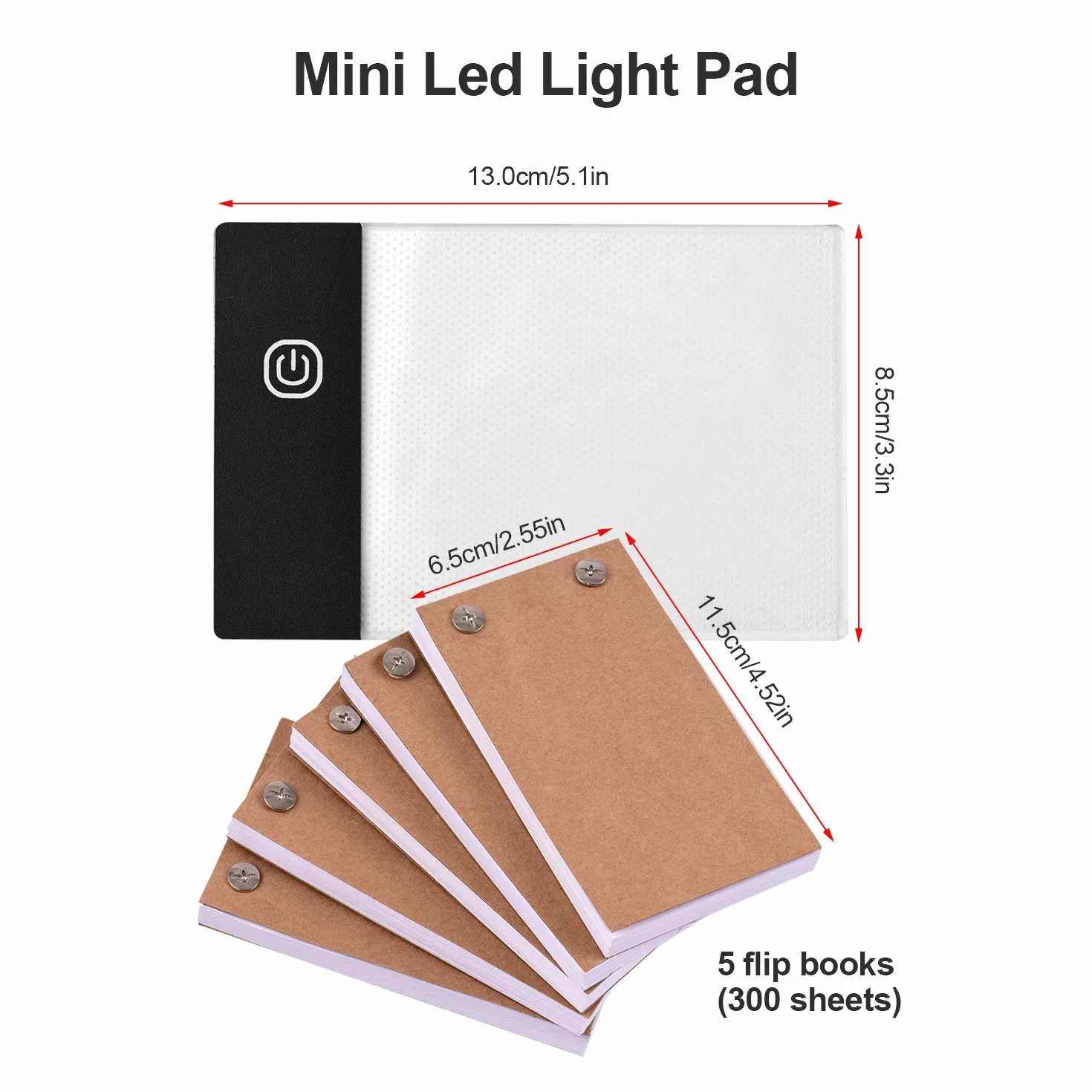 Kit Flip Book con blocco LED per tablet 300 fogli di carta disegno con vite per rilegatura, per disegnare cartoni animati, cartoni animati, set di inetti per pollice, set
