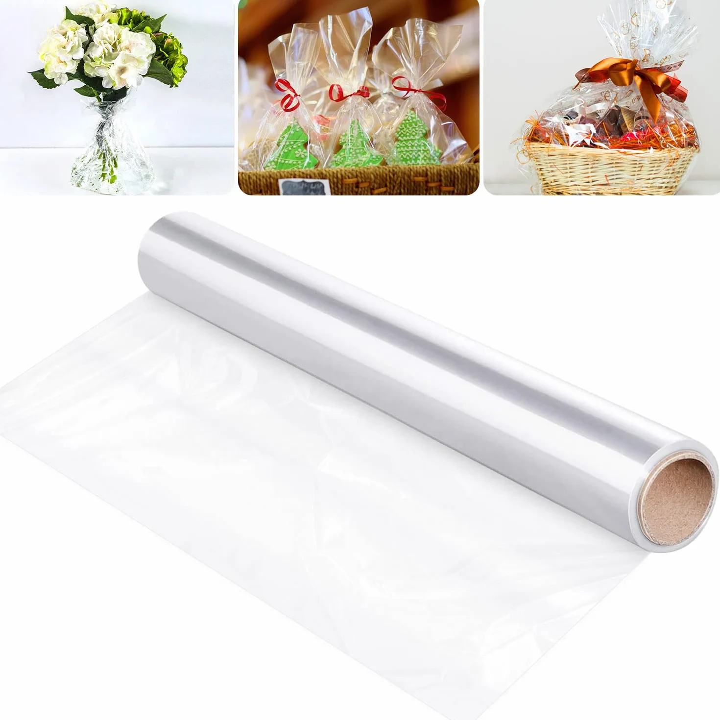80 cm x 30 m, carta da regalo, trasparente, trasparente, adatta per matrimoni, fioristi, compleanni, anniversari