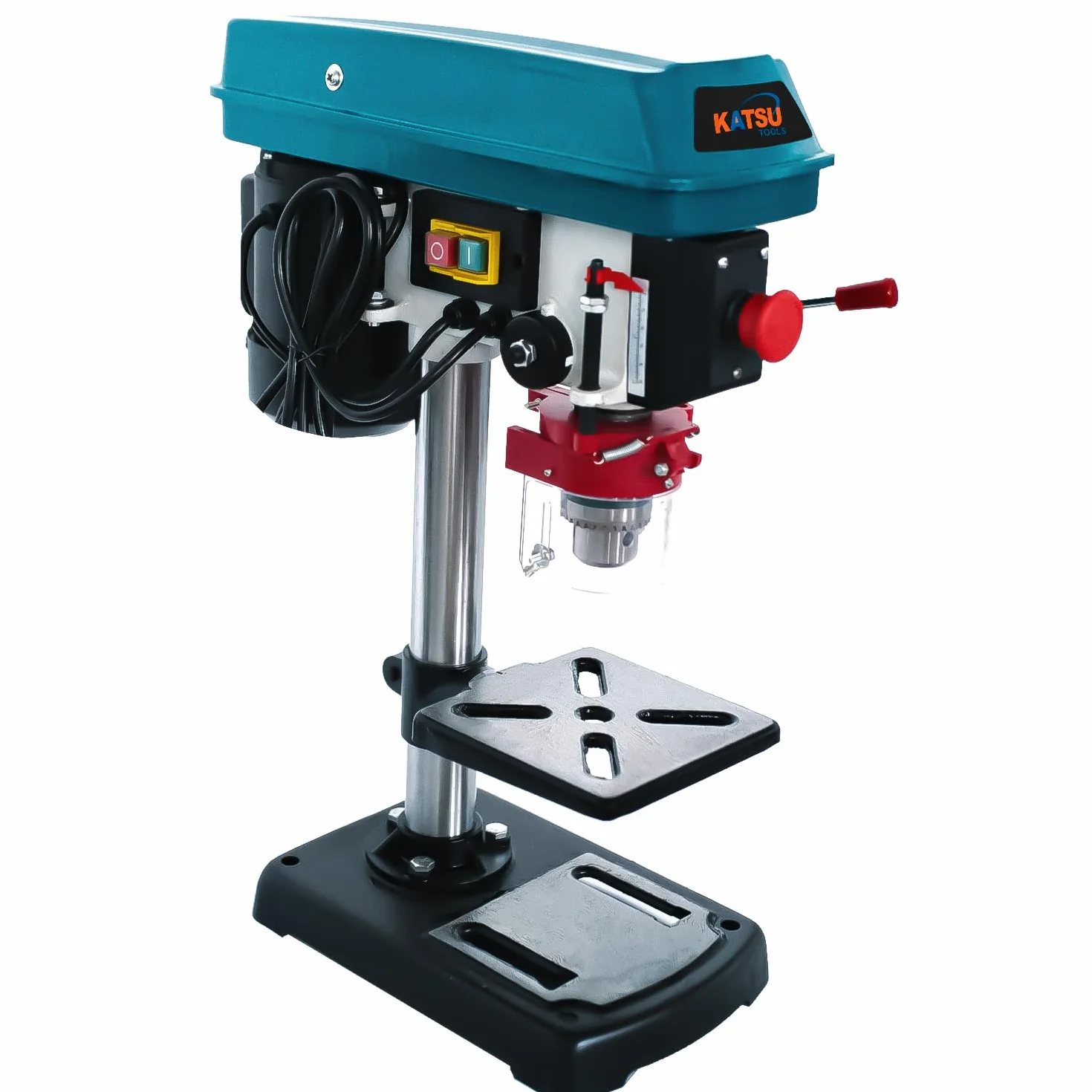 KATSU Tools Trapano a colonna da banco 400 W + mandrino da 16 mm + interruttore elettronico a velocità variabile a 5 velocità + profondità di foratura massima di 50 mm + max 2620 giri/min + tavolo di