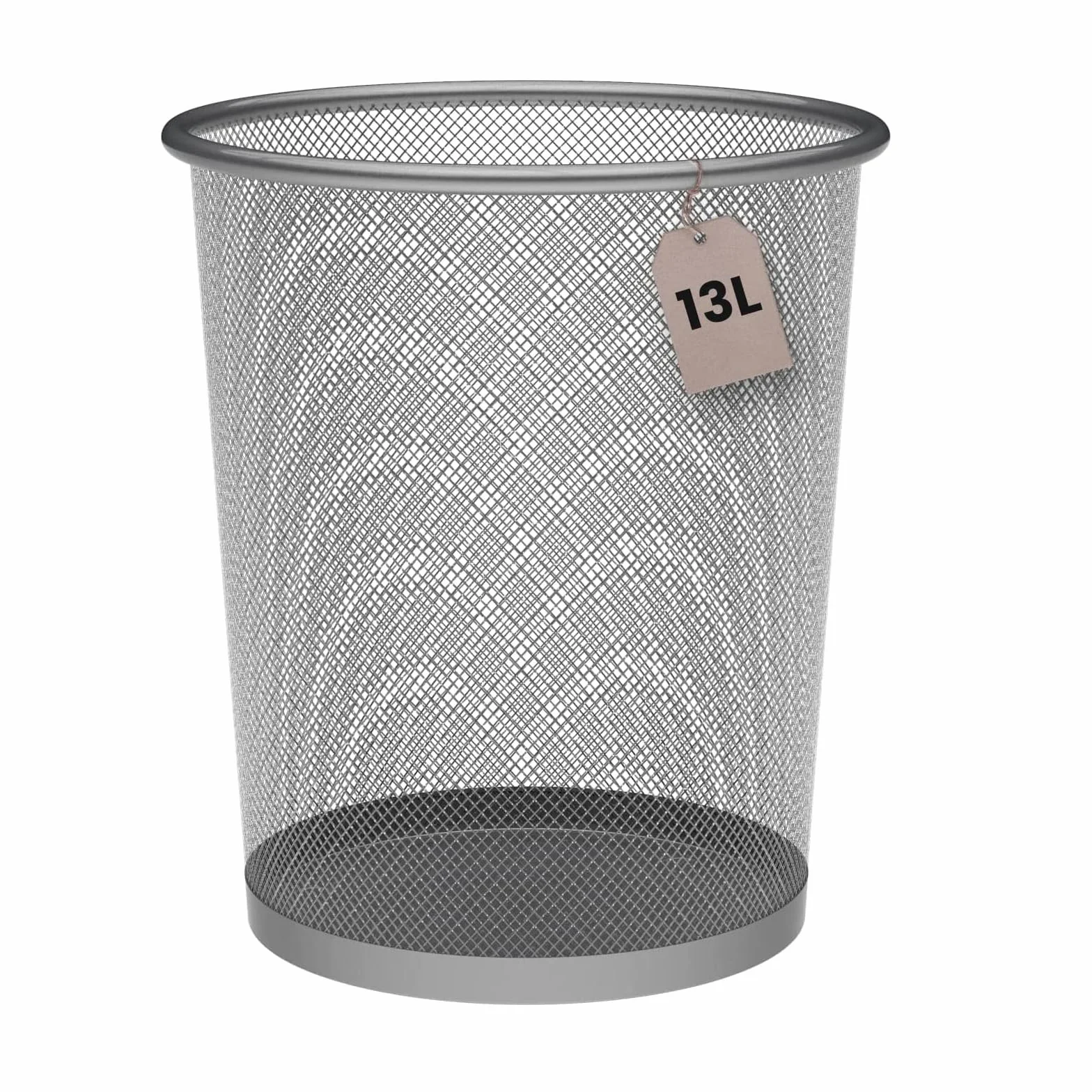 Detectalia Cestino in Rete Metallica 13 Litri Argento Ø26,5 x 28 cm. Cestini Grigio per la Carta o Tavolo da Lavoro, Cestino Scrivania per Ufficio o Casa, Cestino per il Riciclaggio, Cucina O Bagno