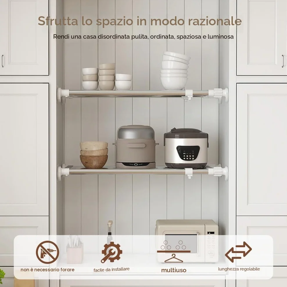 Hershii Scaffale Dell'armadio Regolabile Divisorio per Guardaroba Rack di Stoccaggio Cremagliera