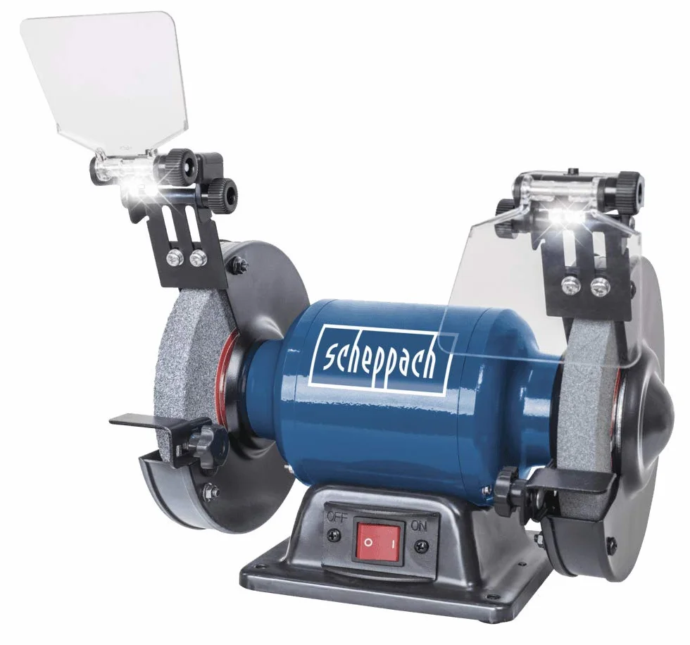 Scheppach Levigatrice doppia SM150L | Disco per sgrossatura, mola, mola | potenza 400 W | Diametro foro: 150/12,7 mm