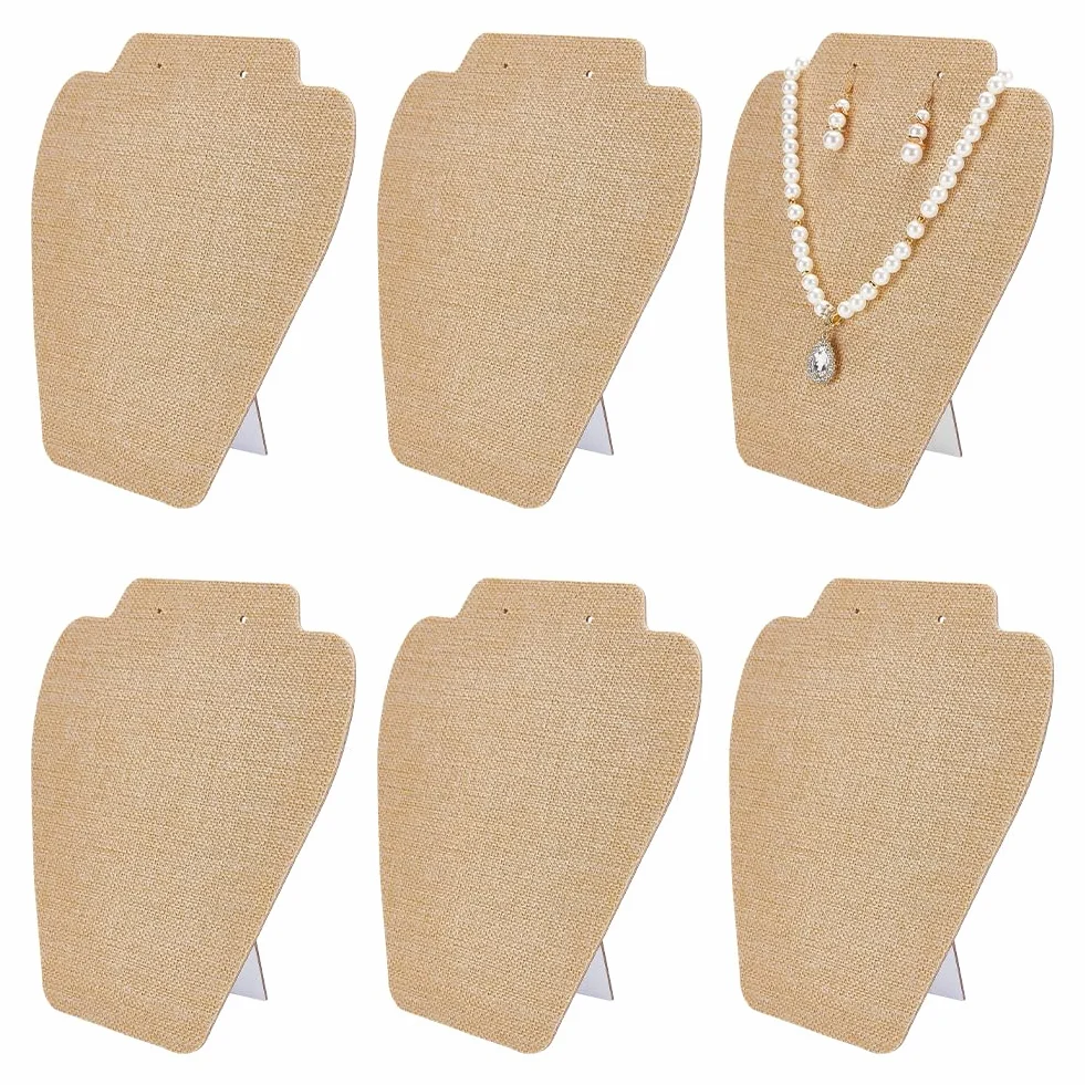 FINGERINSPIRE Espositore per Collane Gioielli in Tela 20cm Marrone Chiaro Porta Orecchini Ciondoli Manichino