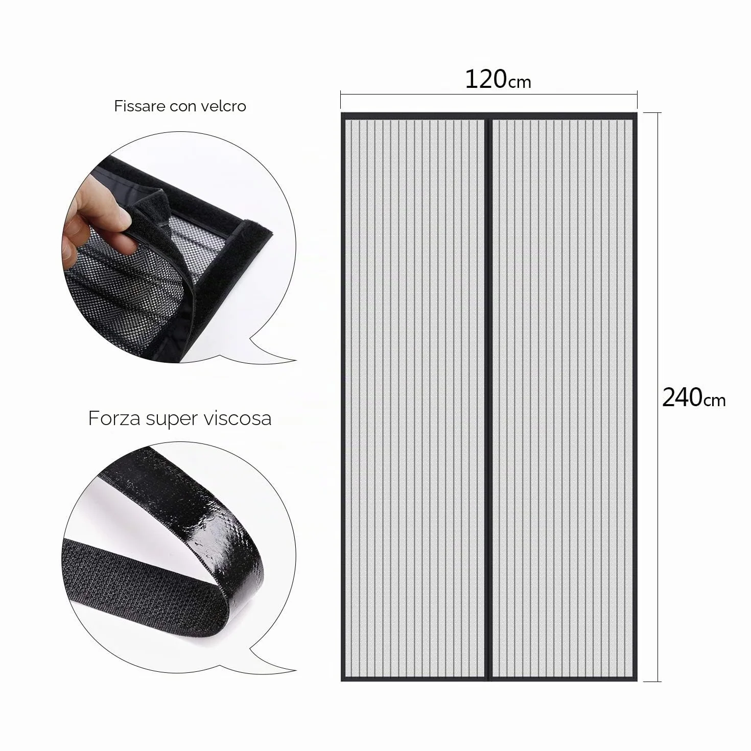 MYCARBON Zanzariera Magnetica 120x240cm Zanzariera Porta Finestra a Calamita Resistente Traspirante Tenda Anti Mosche, Nero