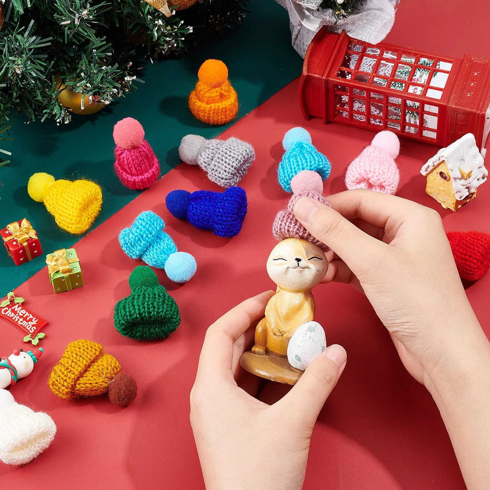 Set di 60 Mini Cappelli A Maglia, Ornamenti per Creare Gioielli Fai da Te