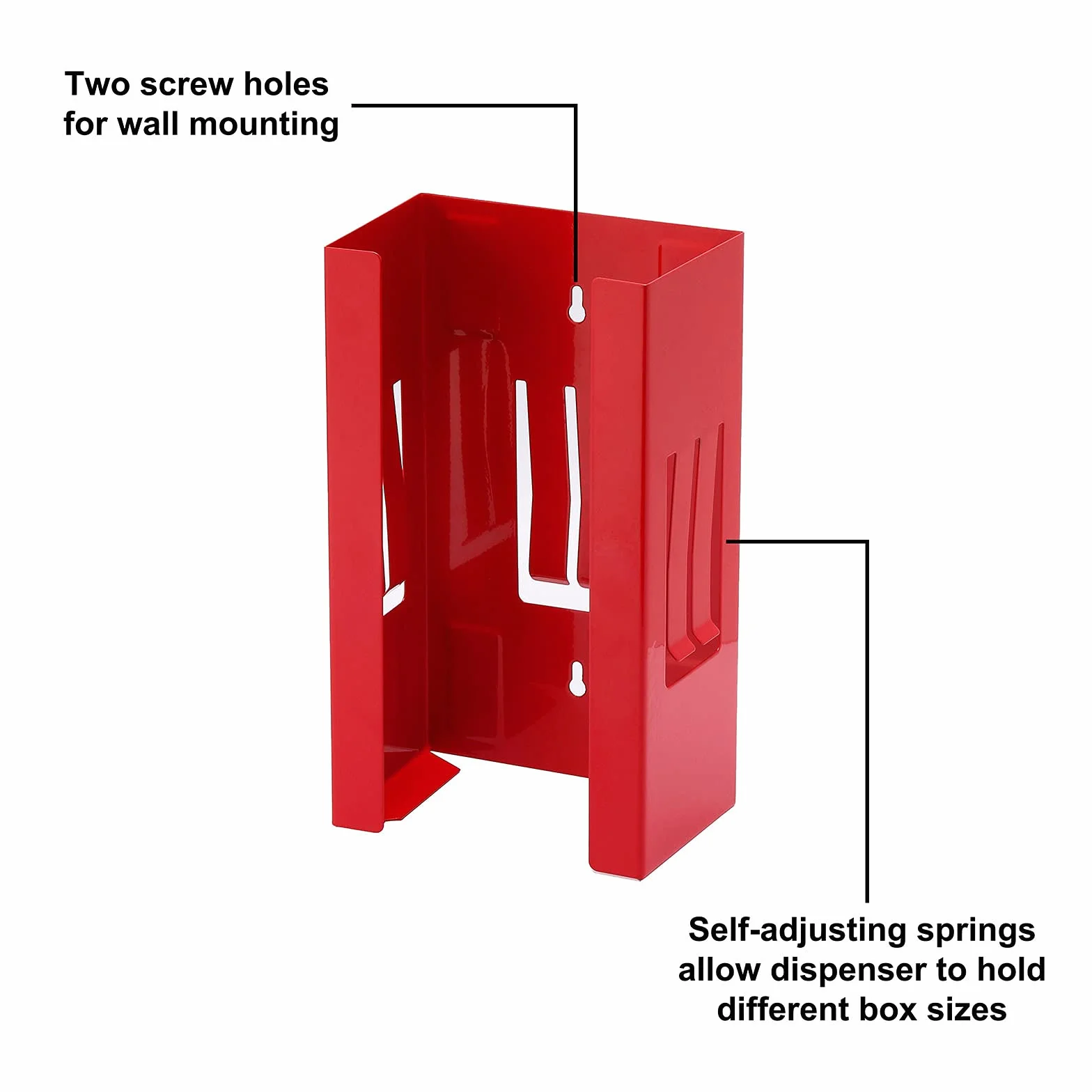 CASOMAN Dispenser magnetico per guanti/tessuti, Capacità 3,6 kg, Supporto da parete per dispenser per guanti rossi, Supporto per vano portaoggetti, Supporto per vano portaoggetti magnetico
