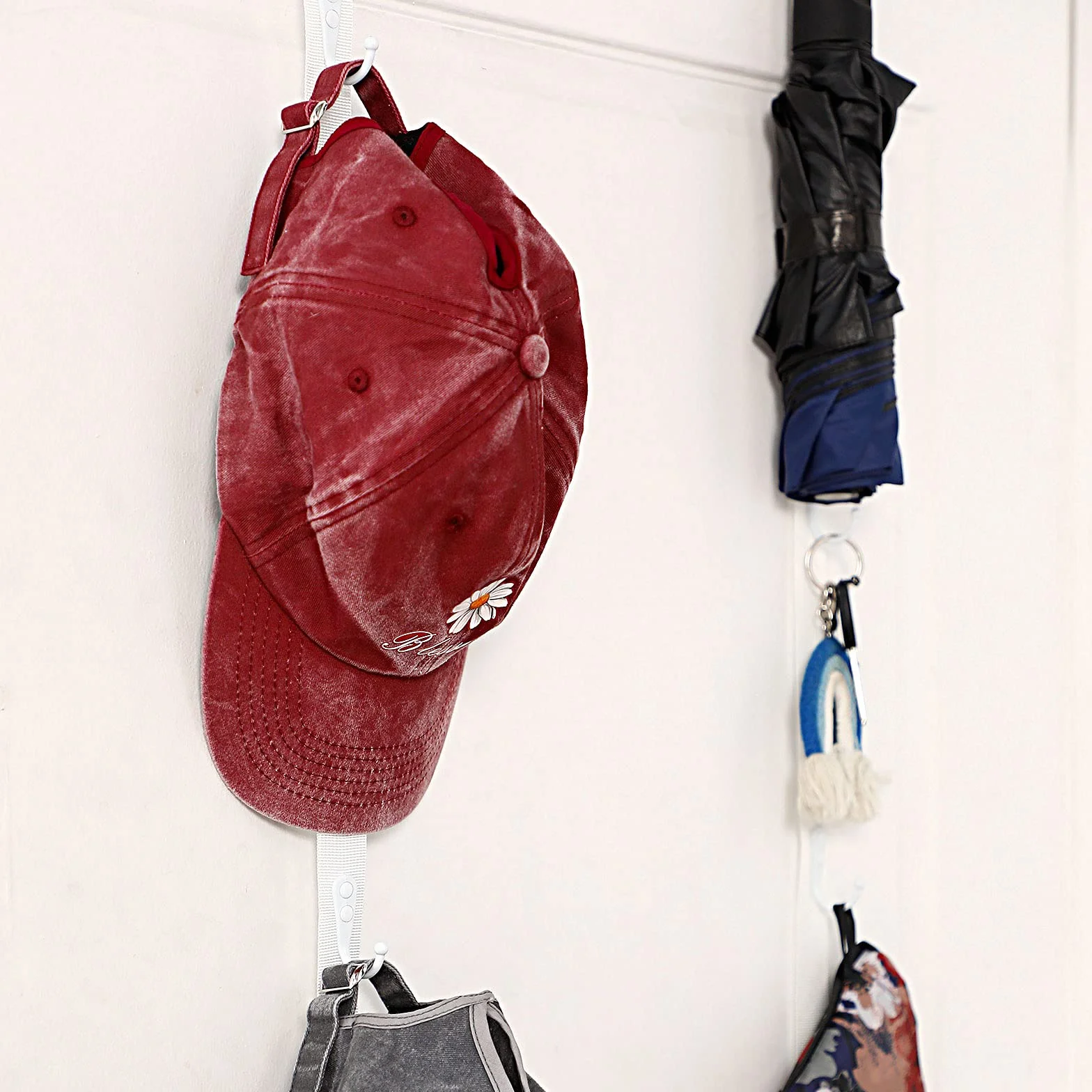 Jetec 2 Pezzi Organizer per Cappelli da Appendere Regolabile con Gancio Bianco
