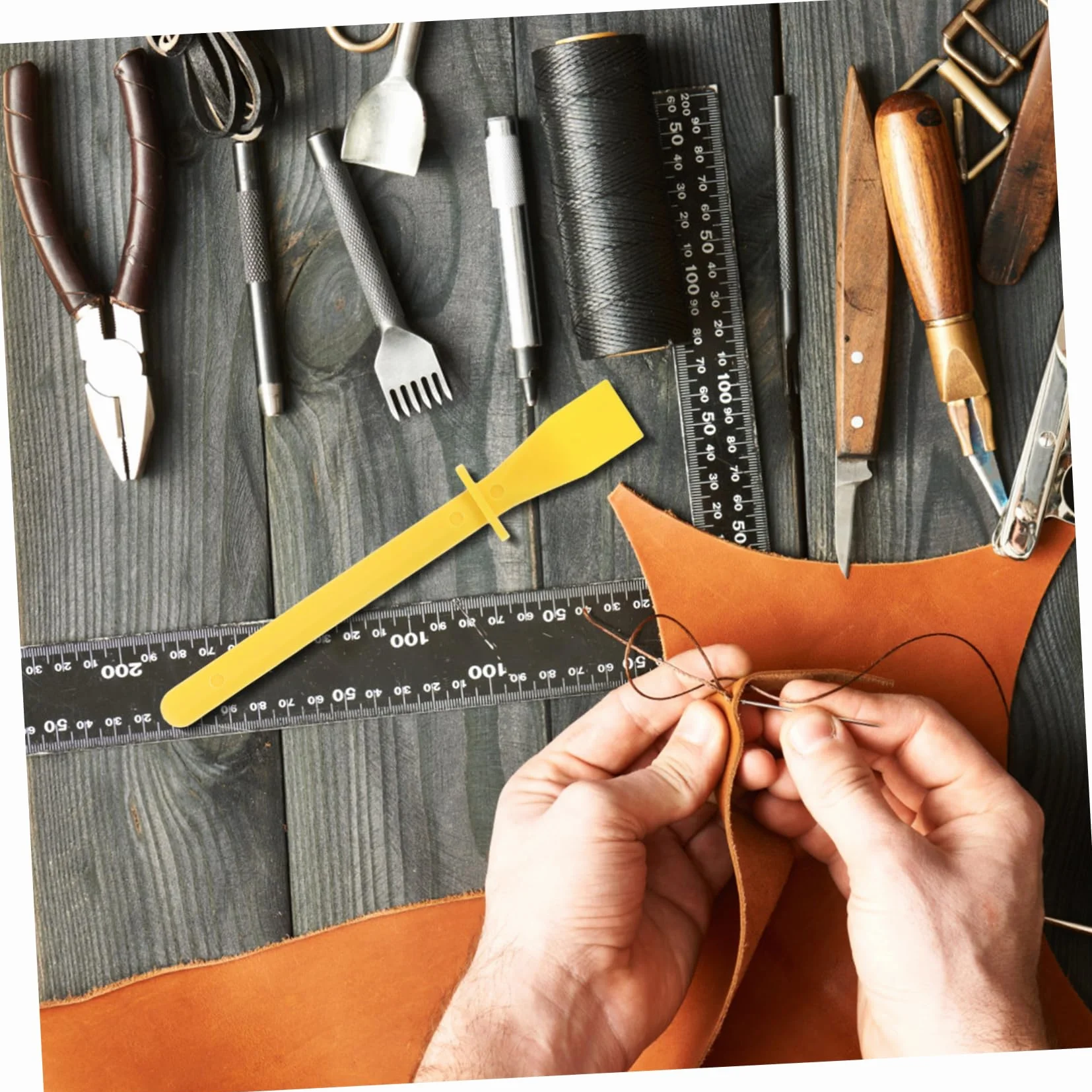 Uonlytech Applicatore di Colla in Plastica Flessibile per Pelle 5 Pezzi, Spatola per Incollaggio Uniforme, Accessorio DIY per Progetti Artigianali e Prodotti in Pelle