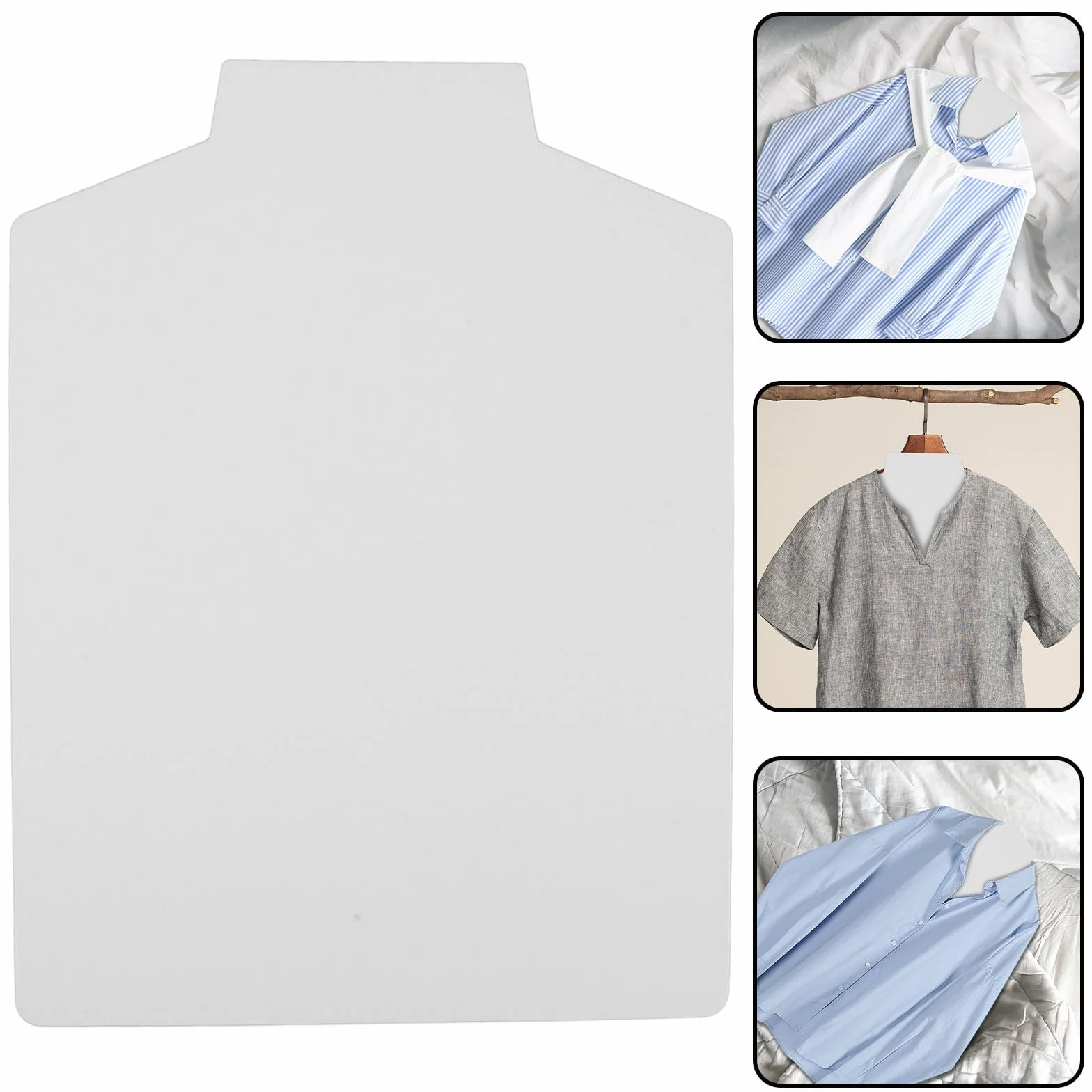 Pannello Pieghevole per Camicie in Carta Bianca, Supporto per Piegare Magliette, 26.5x35.5 Cm Angoli Arrotondati, Confezione da 20 Fogli Pratici
