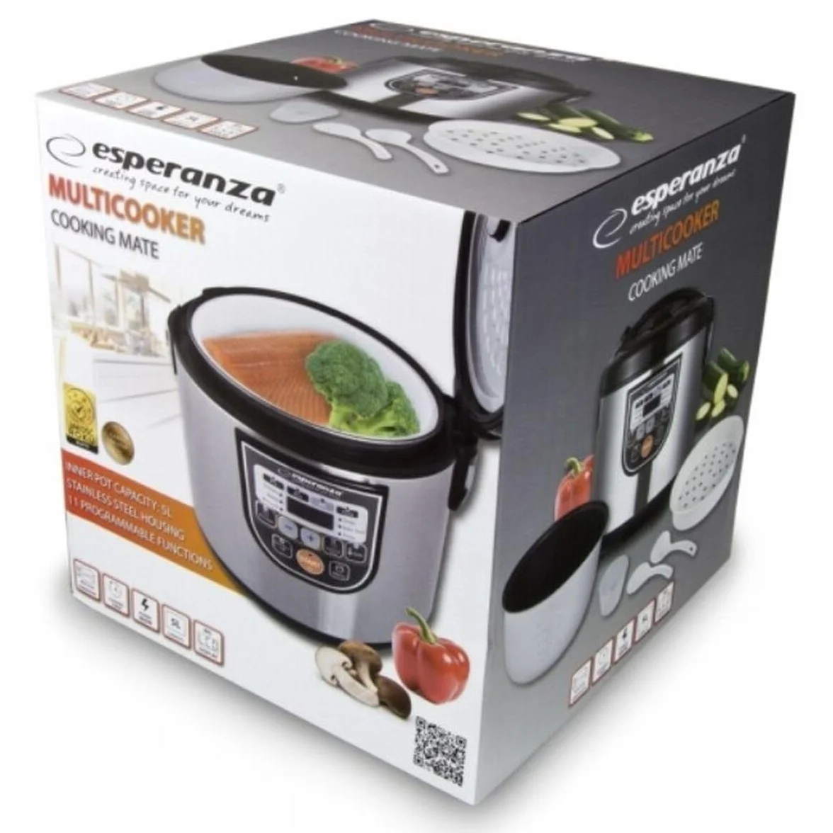 ESPERANZA EKG011 MULTICOOKER Cooking 5 L 860 W Negro, METÁLICO