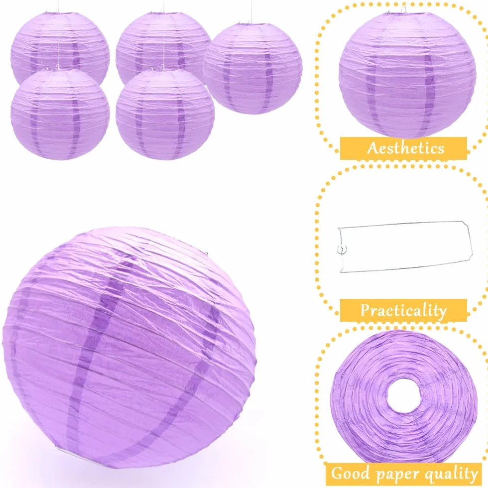 6 Pezzi Lanterne di Carta 30cm Lanterna di Carta Rotonde da Appendere in Carta Lanterne Lanterna di Carta per Decorare Luci e Decorazioni per Matrimoni Compleanni Diametro (ZDL/Purple)