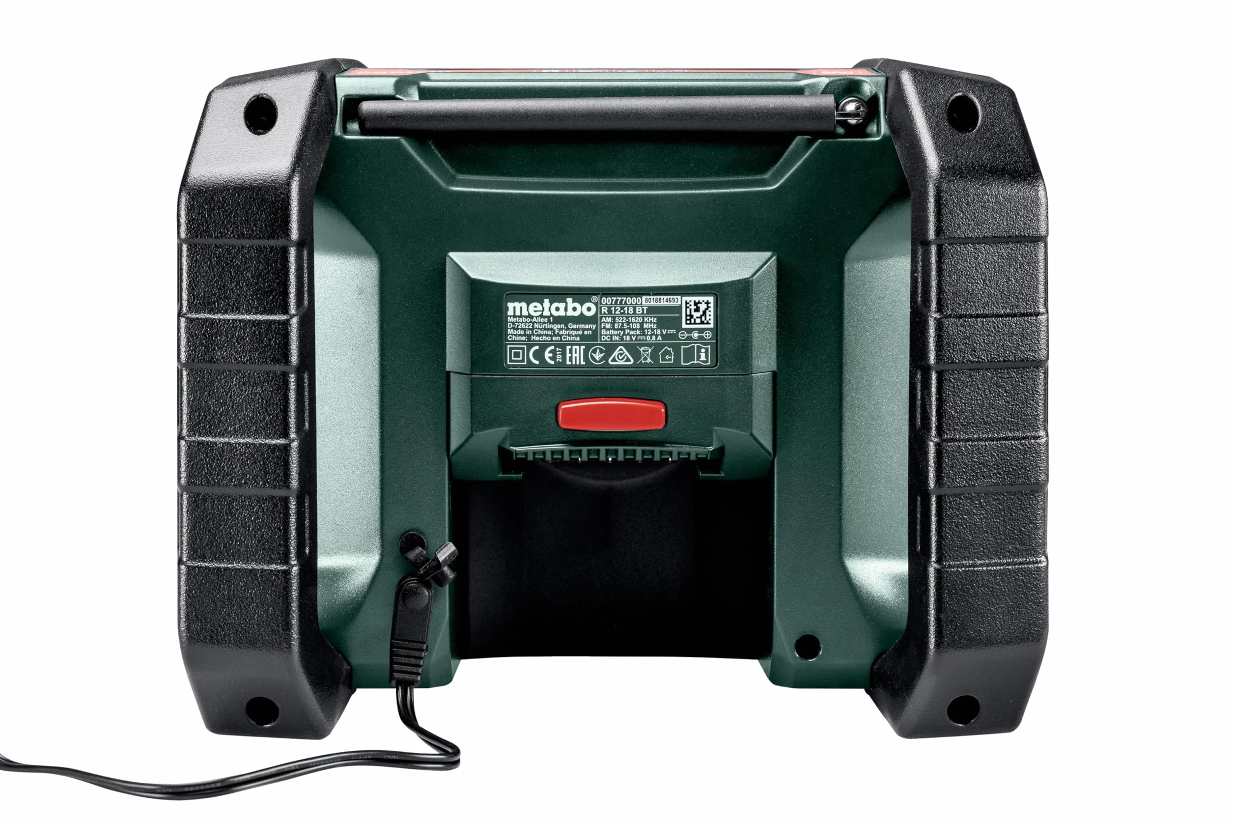 Metabo Radio da cantiere R 12-18 (DAB+, Bluetooth, senza batteria, display LCD, ricerca automatica della stazione, AM/FM) 600778850