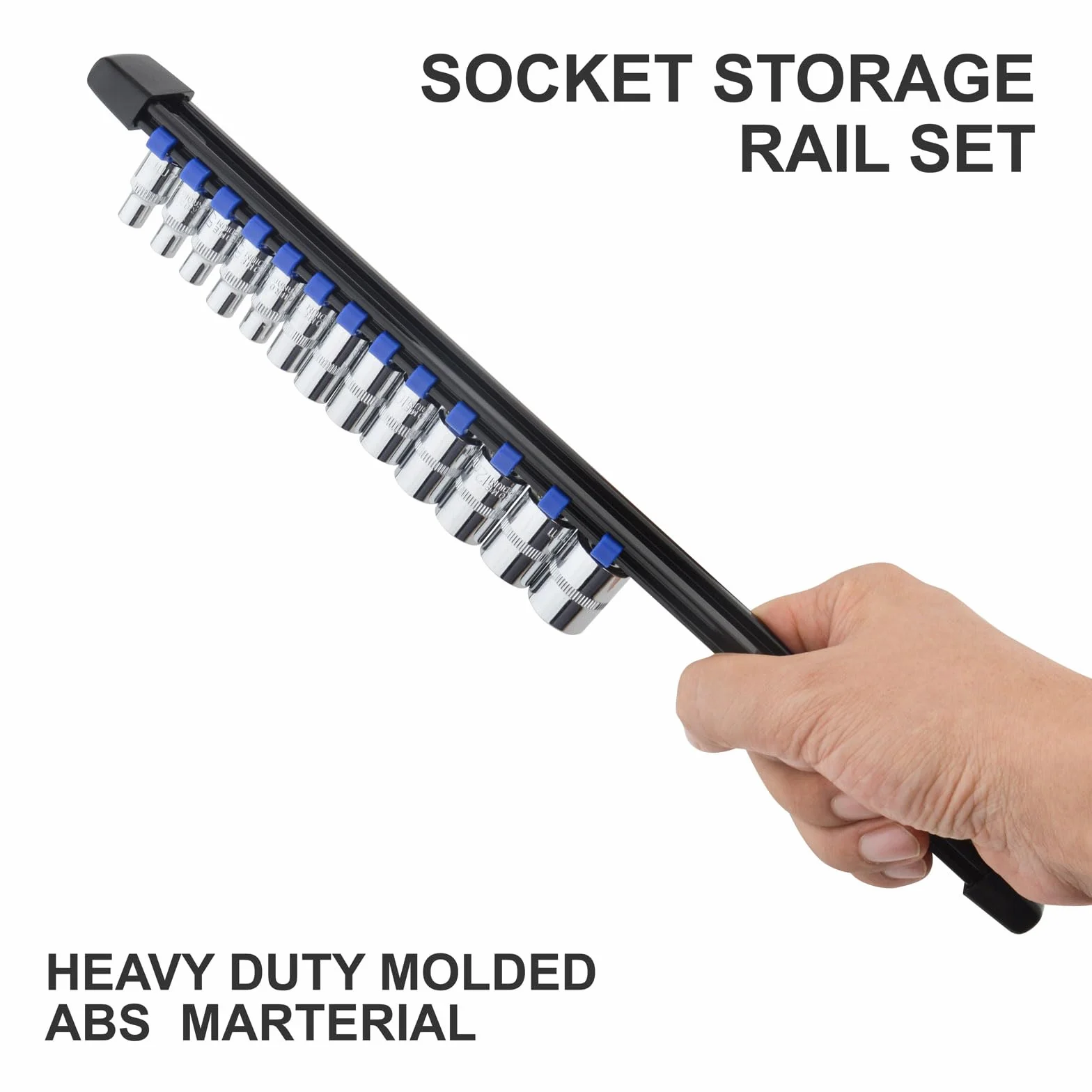 Gunpla Set di 9 Porta Bussole SAE o Metric Con 129 Clips - 1/4" x48, 3/8"x45, 1/2" x 36 - Organizer Porta Utensili da Parete