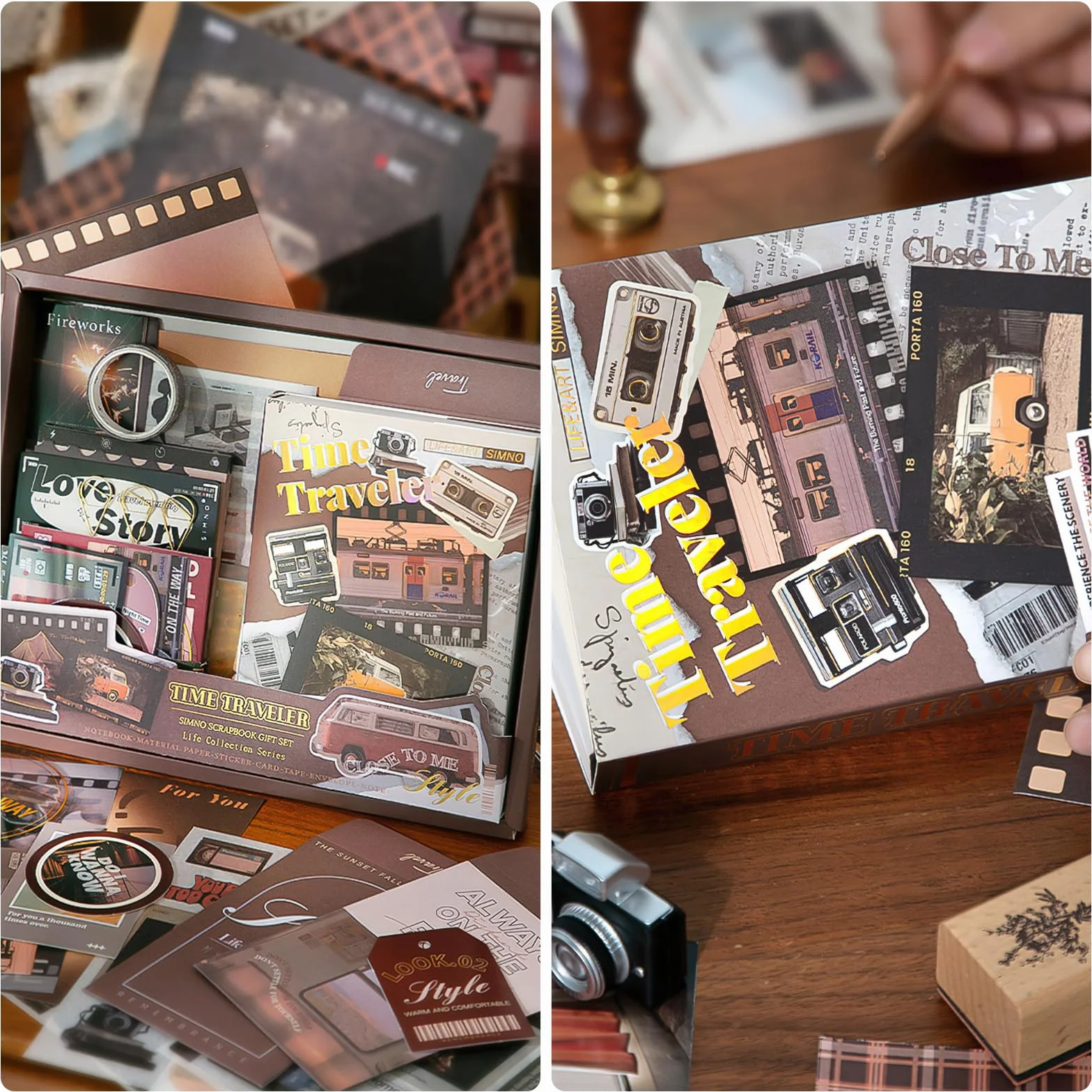 Kit di forniture per album di ritagli, kit per album di ritagli estetico vintage, 351 pezzi, con carta per scrapbooking, quaderno a griglia A6, forniture per diari, regalo di compleanno per adulti,