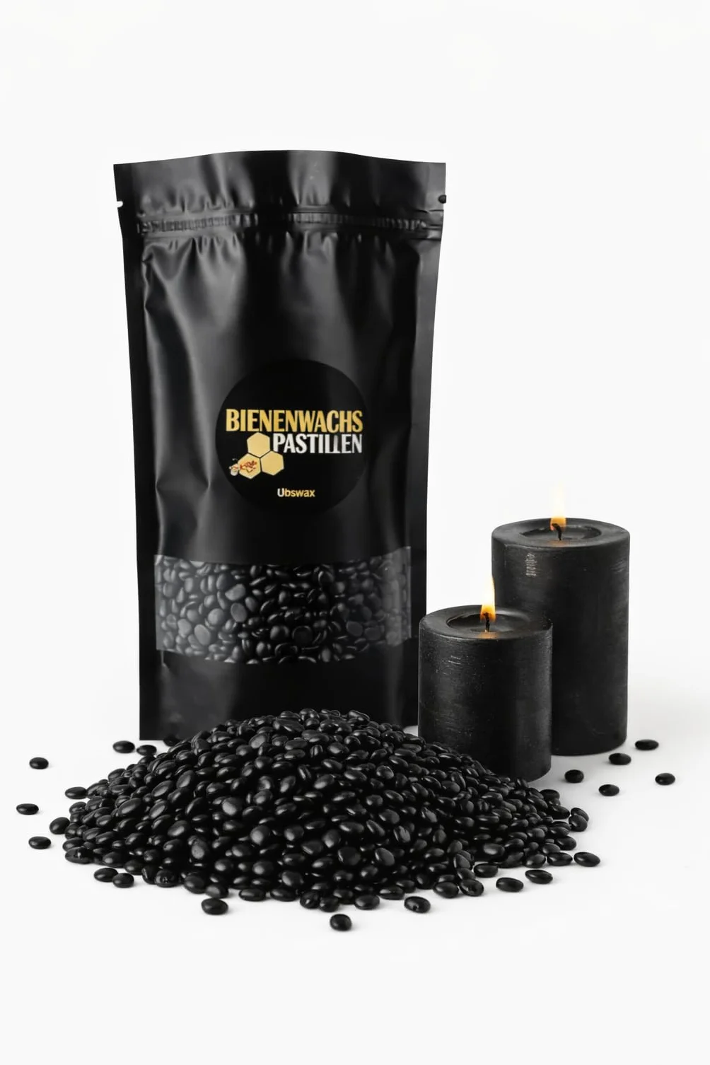 Pastiglie di Cera d'api per Fai da Te – Profumo Naturale di Cera d'api, Versatile per Candele, Cosmetici e Sabbia per Candele (Nero, 1000g)