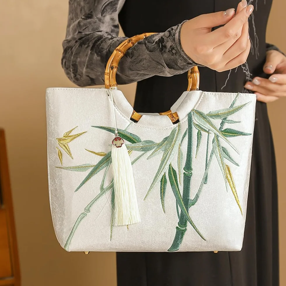 Beebeecraft 4 pz Borsa con Manici in bambù Imitazione per Donna Manici Rotondi in Legno da 13cm Anello di Ricambio per Borsa da Spiaggia Estiva Fatta A Mano Fai da Te Forniture per La Fabbricazione