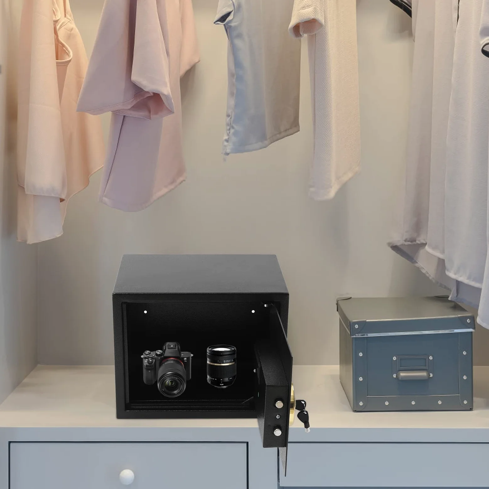 Cassaforte da 30 l per casa, cassaforte ignifuga, impermeabile, per monete, cassaforte digitale per mobili, cassaforte per munizioni, armi, contanti, gioielli, documenti A4
