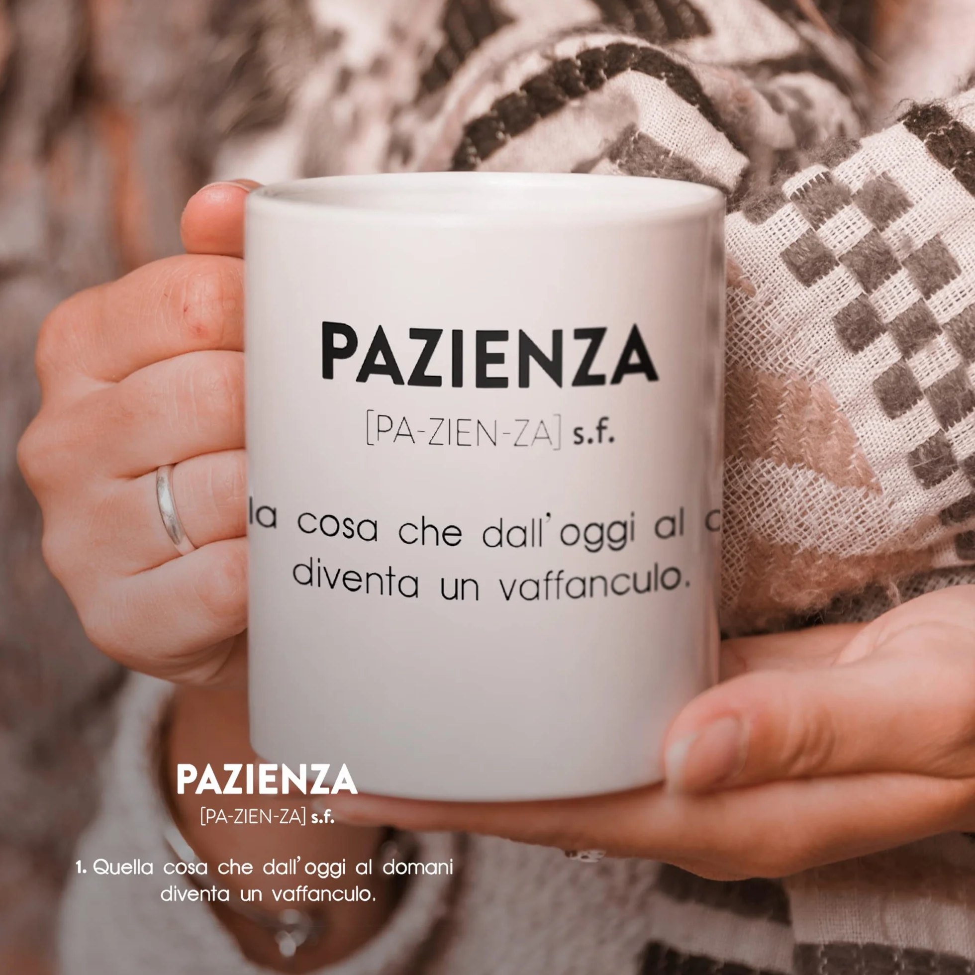 AL PRODUCTION Ceramica Tazza Mug PAZIENZA Regalo Compleanno Humor