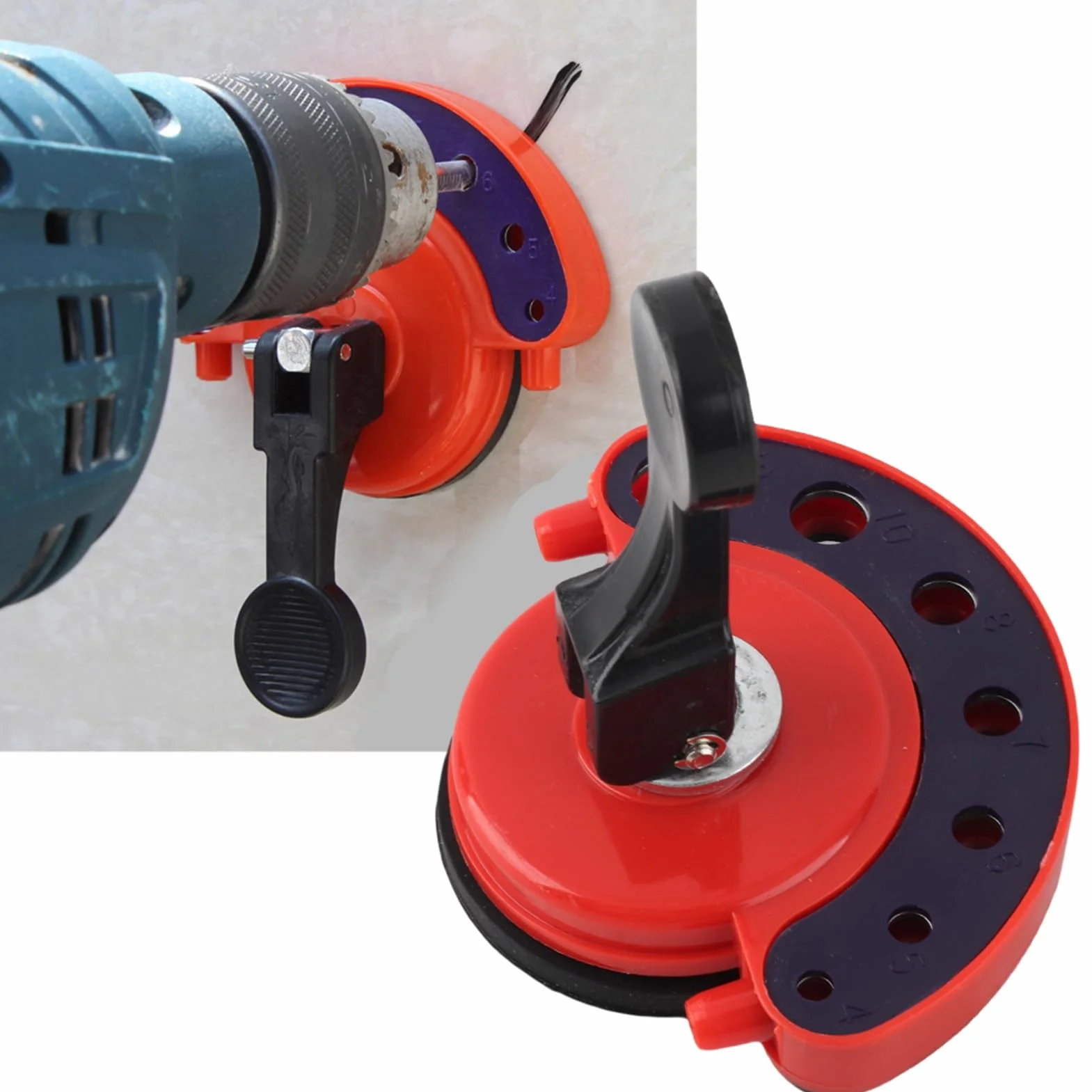 Punta Trapano per a Tazza per Vetro per Piastrelle con Guida per Punte Trapano con Base a Vuoto. Localizzatore di Aperture per Vetro per Piastrelle con Ventosa 4-12 Mm