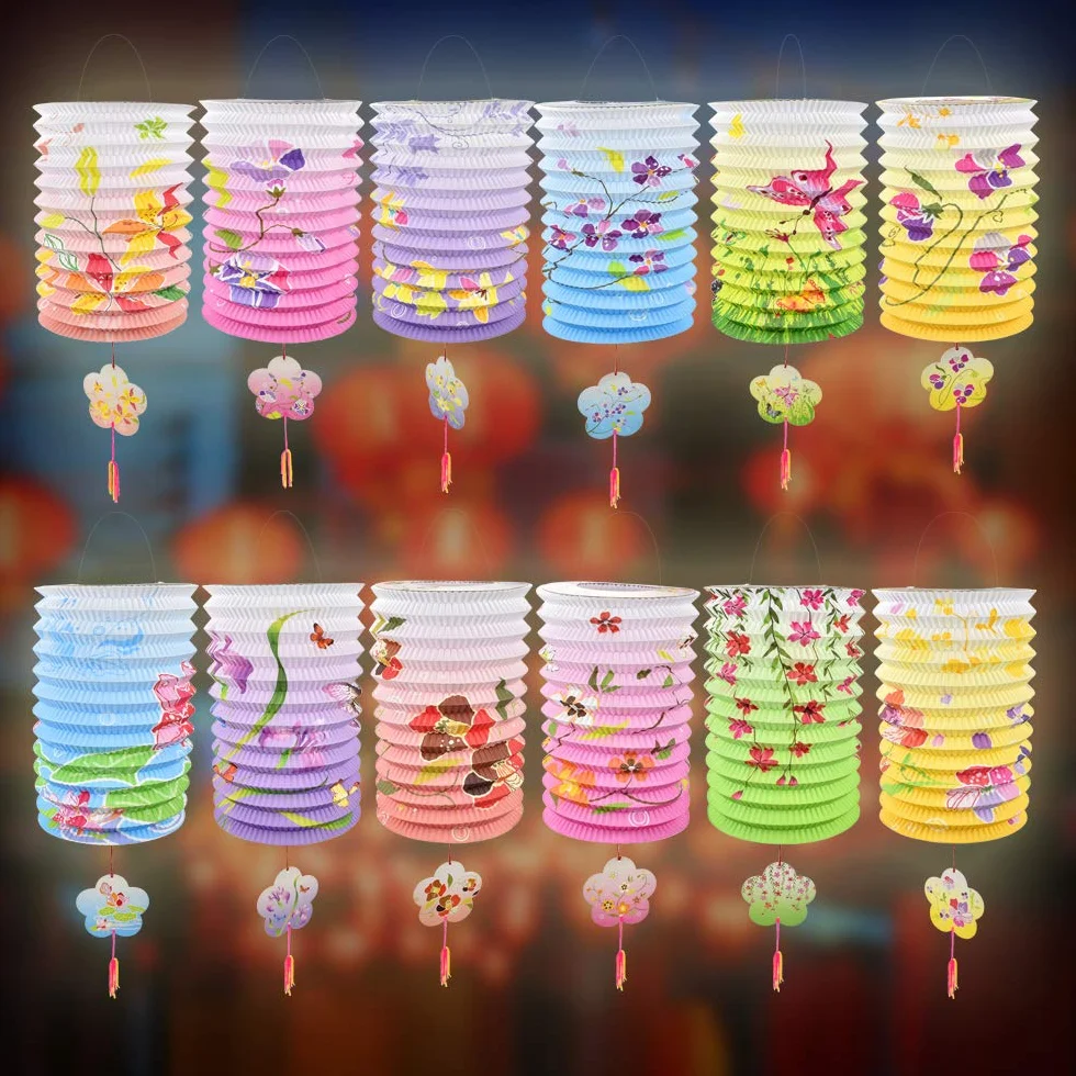 BUZIFU 12 Pezzi Lanterna di Carta Lanterne Cinesi Lanterne di Carta da Appendere Decorazione Lanterna di Cart a Colorata Lanterne di Cart a Appese per Capodanno Compleanni Matrimoni Festa Decorazione