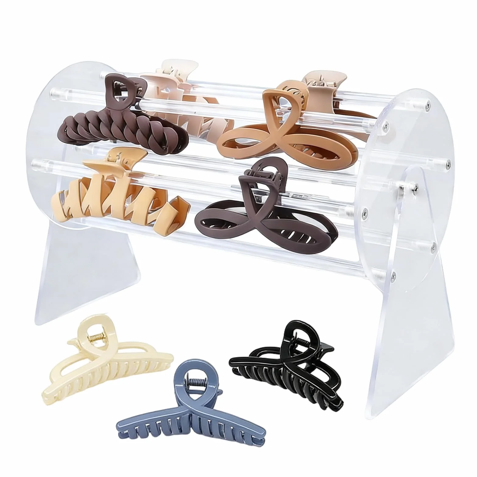 Porta Mollette Capelli Girevole 360° Acrilico - Organizer Fermagli Pinza Espositore Cerchietti