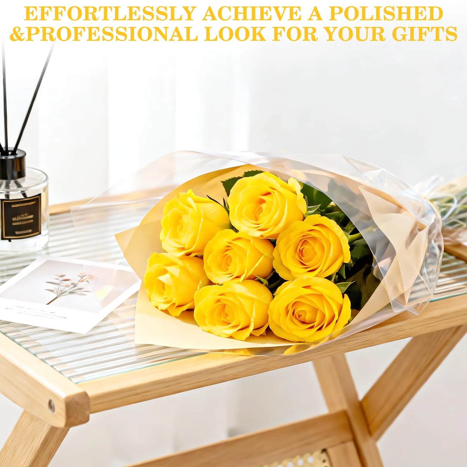 43 CM x 30 M, 3 Mil Cellophane per Imballaggio, Carta Regalo Rotolo, Sacchetti Trasparenti per Confezioni, Ideale per Bouquet di Fiori, Cesti Regalo, Decorazioni per Feste e Progetti DIY (1, 43cm)