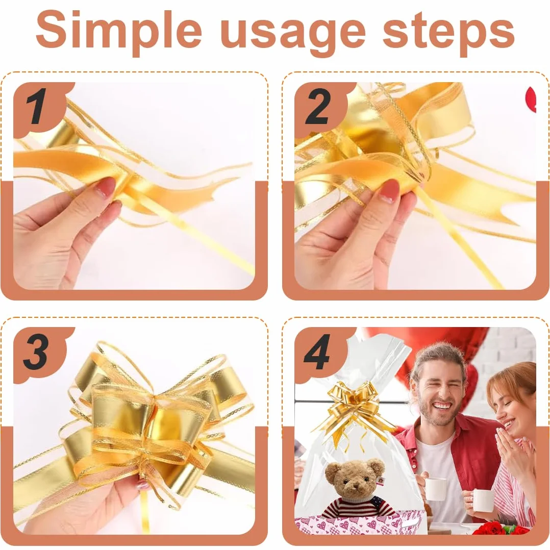 Set di Sacchetti Grandi in Cellophane per Cesti Regalo, 5 Pezzi, Inclusi 5 Fiocchi e Lacci, Trasparenti per Confezioni e Bouquet Natalizi, Cellophane Trasparenti per Regali (50 x 70 cm)