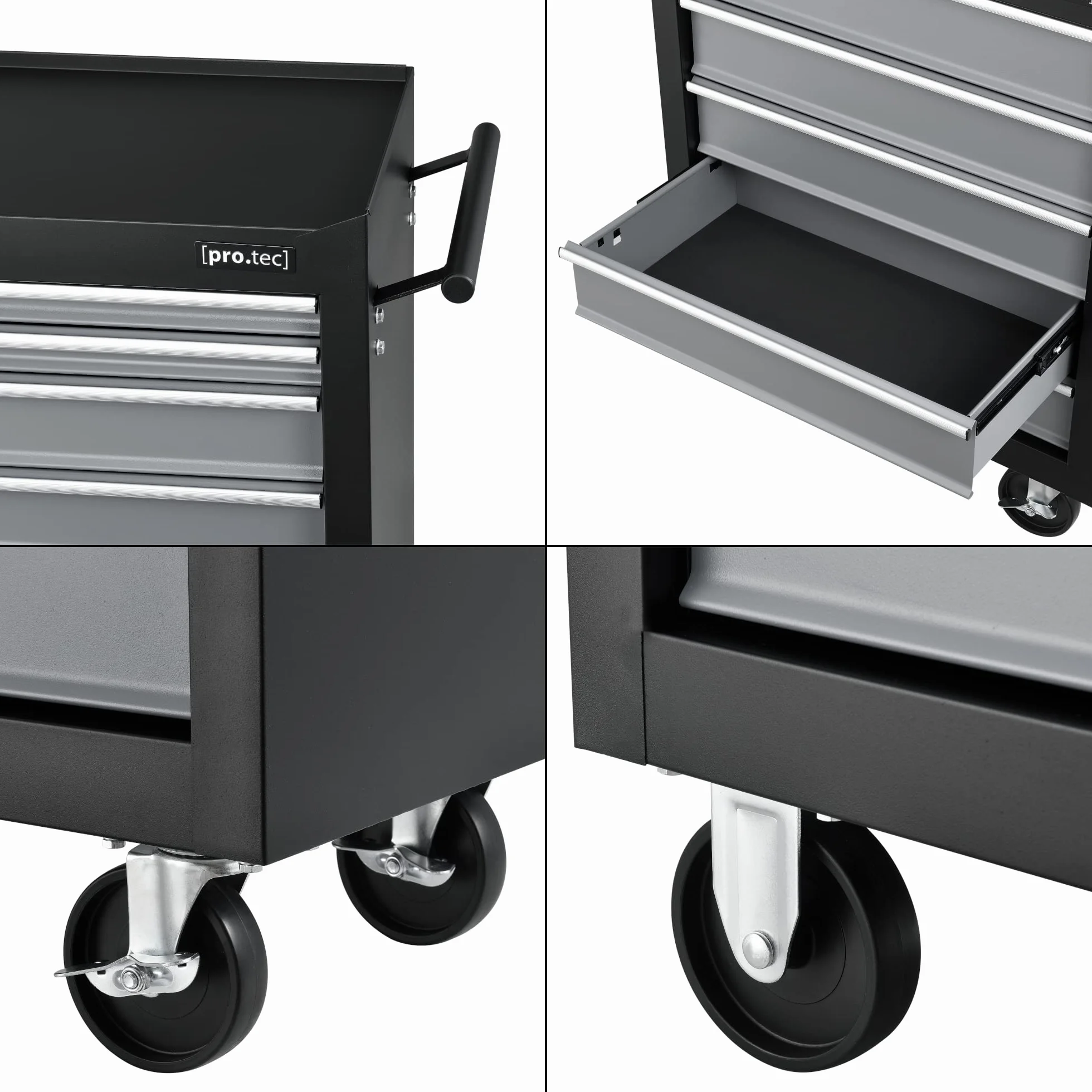 pro.tec Carrello da Officina Portautensili a 7 Cassetti con Serratura Centrale, Cassettiera Portatile per Attrezzi