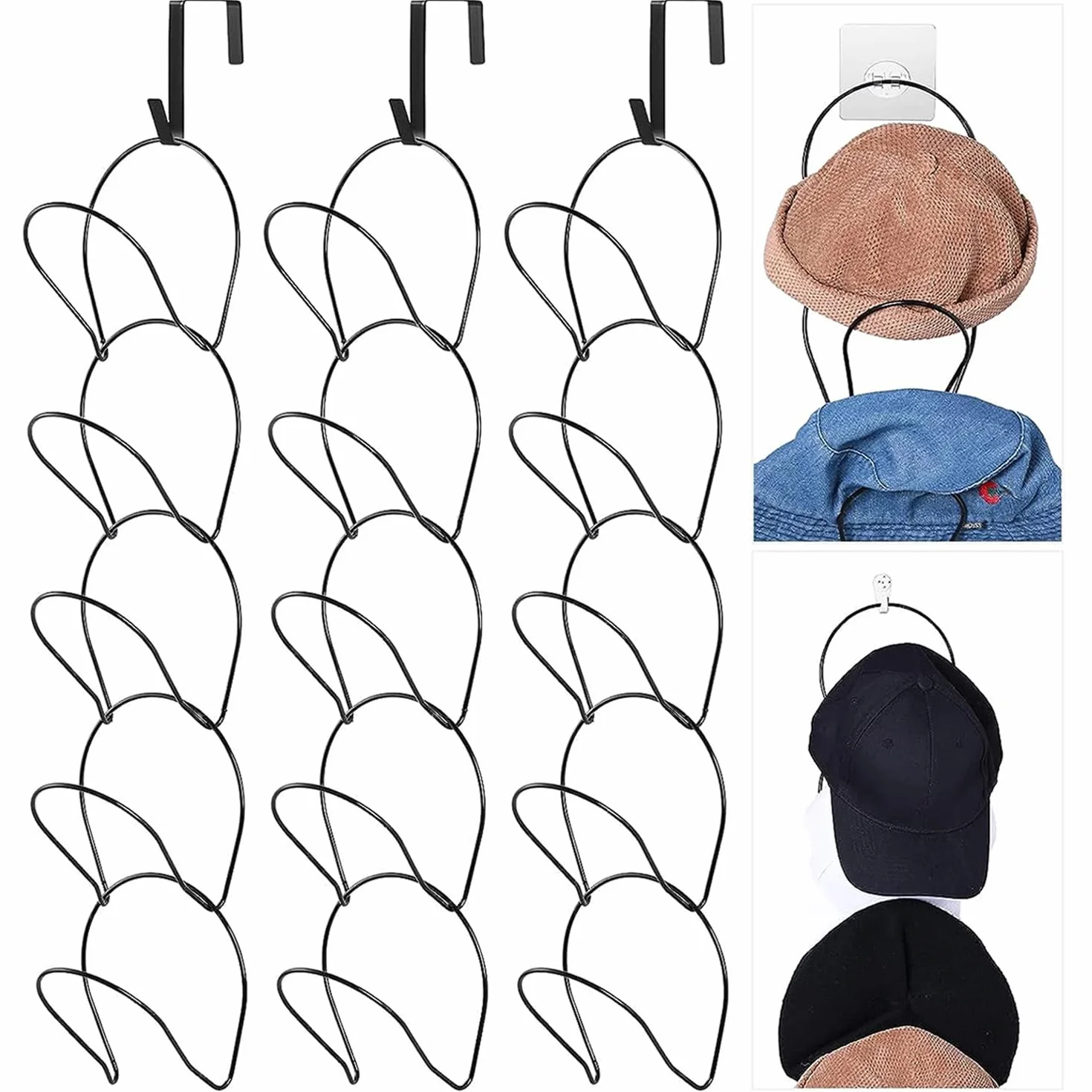 MIVIDE 15 Pezzi Porta Cappelli Appendi, Espositore da Porta per Cappelli, Sciarpe, Parrucche, Borse (con 6 Ganci)
