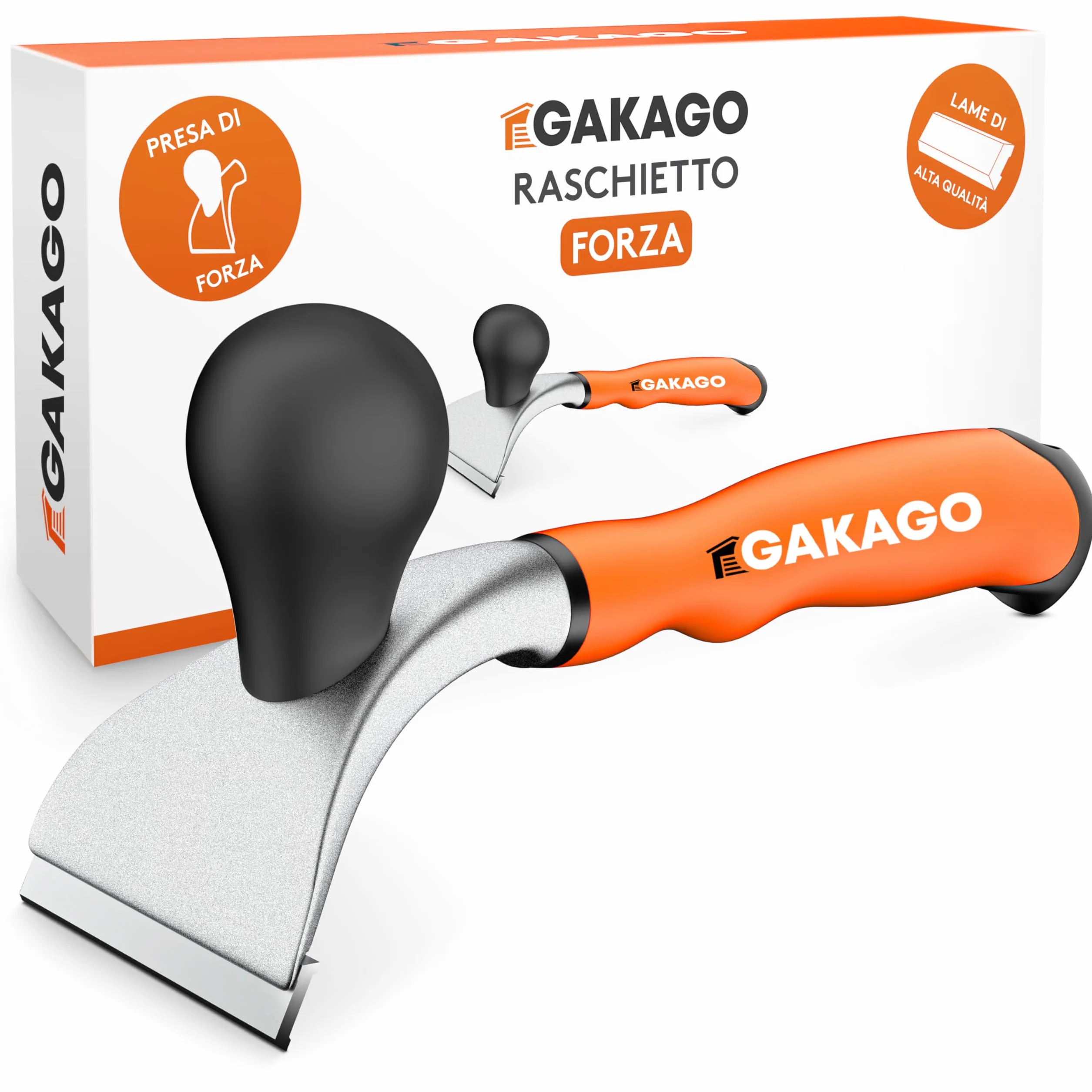 Gakago Raschietto - Lama di alta qualità da 65 mm in resistente carburo di tungsteno - Raschietto universale ergonomico e antiscivolo per legno, metallo, cemento o pietra