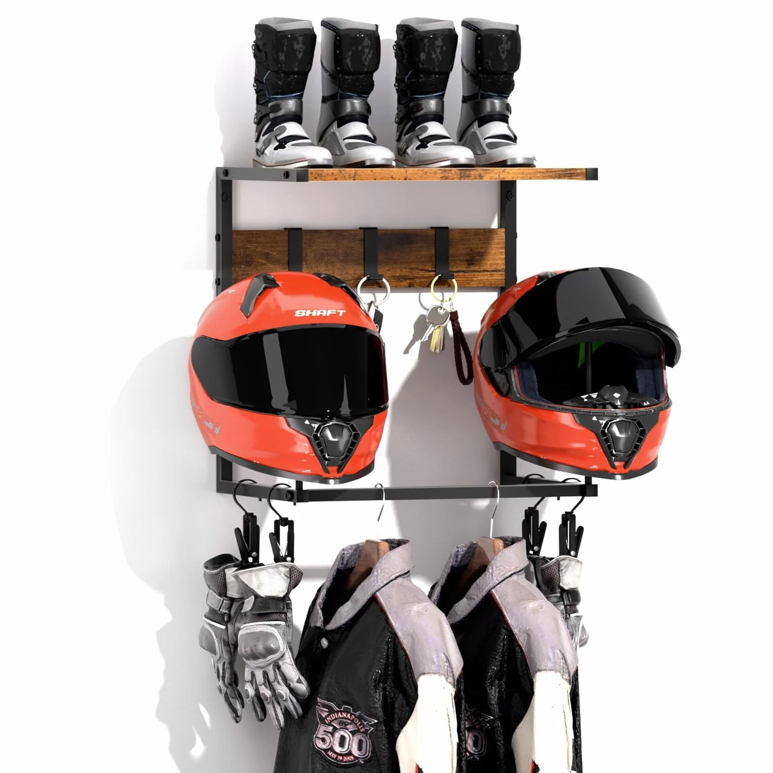 Urban Deco porta casco moto da parete con 2 appendi cappelli