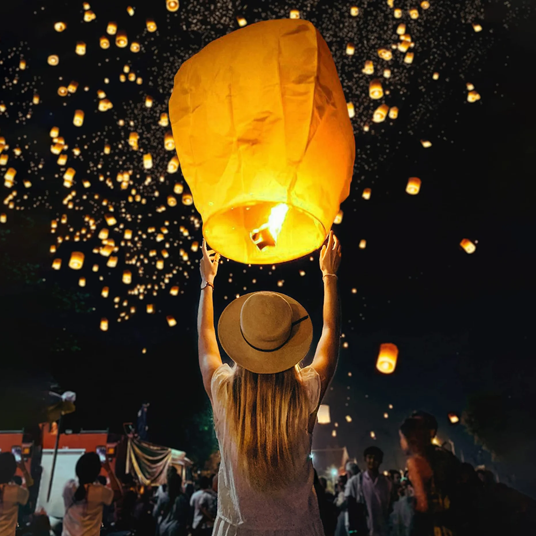 VAIIEYO Lanterne Cinesi del Cielo, Lanterne di Carta Volanti, Lanterne del Cielo che Desiderano, Luci Luminose Volanti in Stile Tradizionale, Usate per Compleanni, Matrimoni, Feste（20 pcs ）