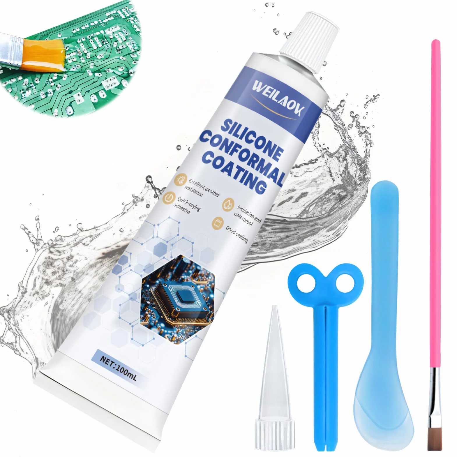 Protective and Insulating Varnish, Vernice Isolante, Gomma Liquida, Gel Isolante Elettrico per Circuiti Stampati di Apparecchiature Elettroniche, Schede di Controllo, ecc, 100 ml