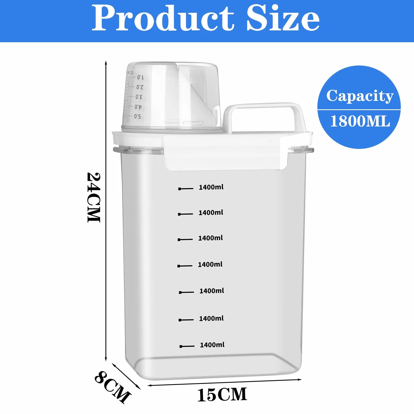 2 Pezzi 1800ML Dispenser Detersivo Lavatrice Ermetico Contenitori Detersivi Lavanderia