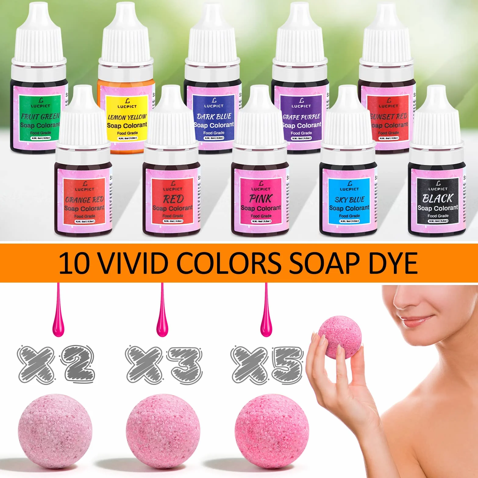Colorante per Sapone, 10 Colori Colorante di Bombe da Bagno per Produzione di Sapone con 2 Oli Essenziali, Coloranti per Saponi Liquido per Artigianato fai da te, Soaps, Melma, Argilla