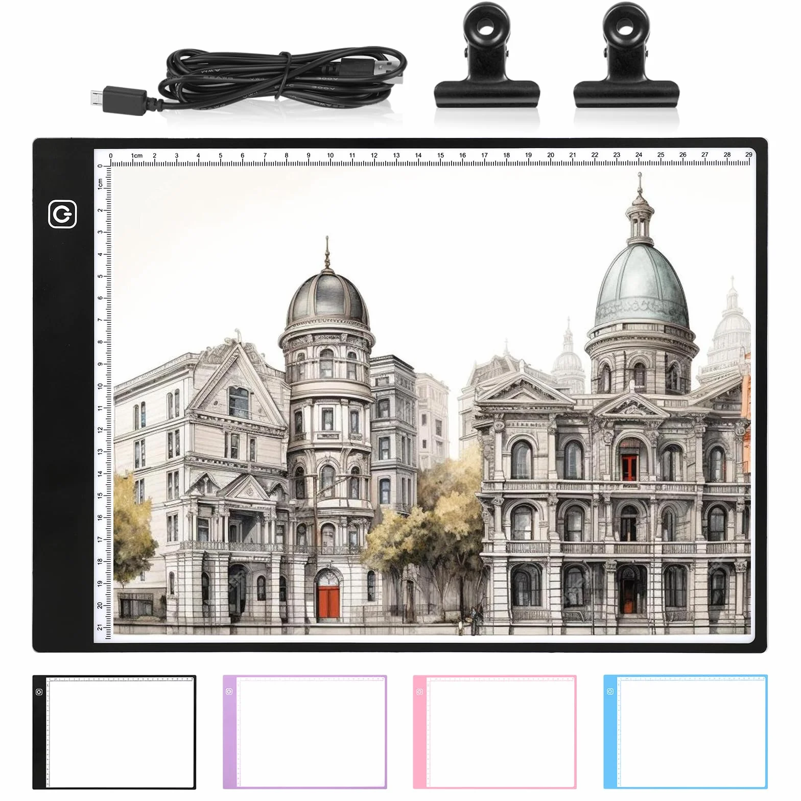 Damcyer LED Tavoletta Luminosa A4, Lavagna Luminosa per Disegnare, Light Board Acrilico con Luminosità Regolabile, Ultrasottile Lavagna Luminosa per Pittura Diamante, Animazione, Progettazione, Nero