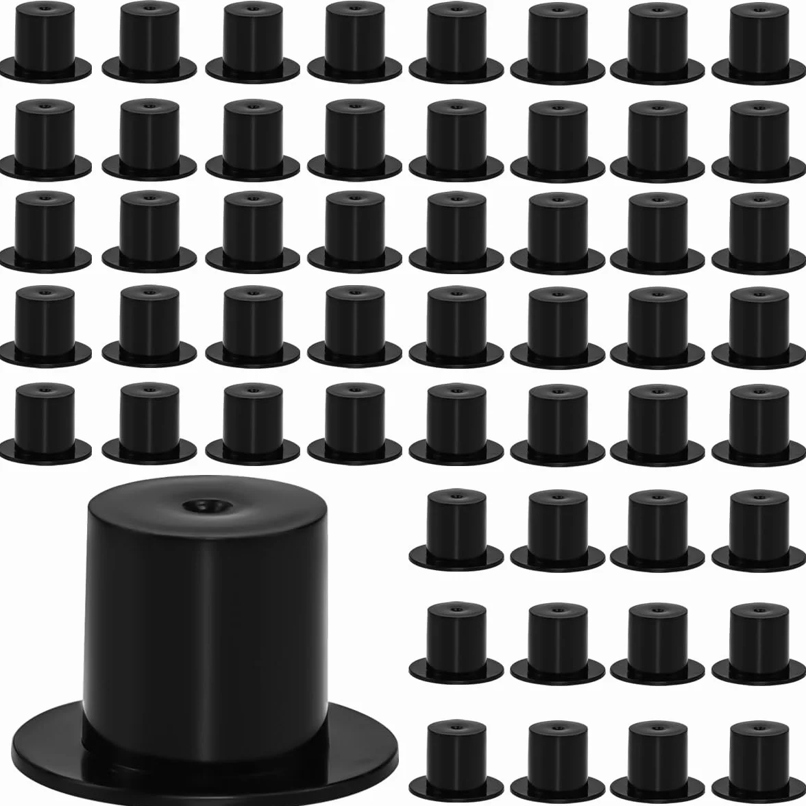 LANSKYLAN 150 Pezzi Cappello in Plastica Nero - Mini Cappellini da Mago, Cilindri in Miniatura per Decorazione Natalizie e Fai da Te